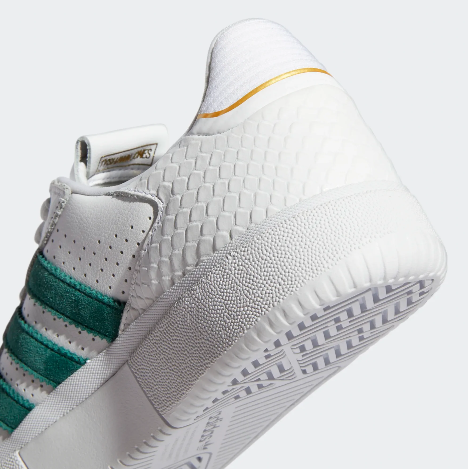 ADIDAS TYSHAWN LOW FLAT WHITE / COLLEGIATE GREEN / METALLIC GOLD - Image 3