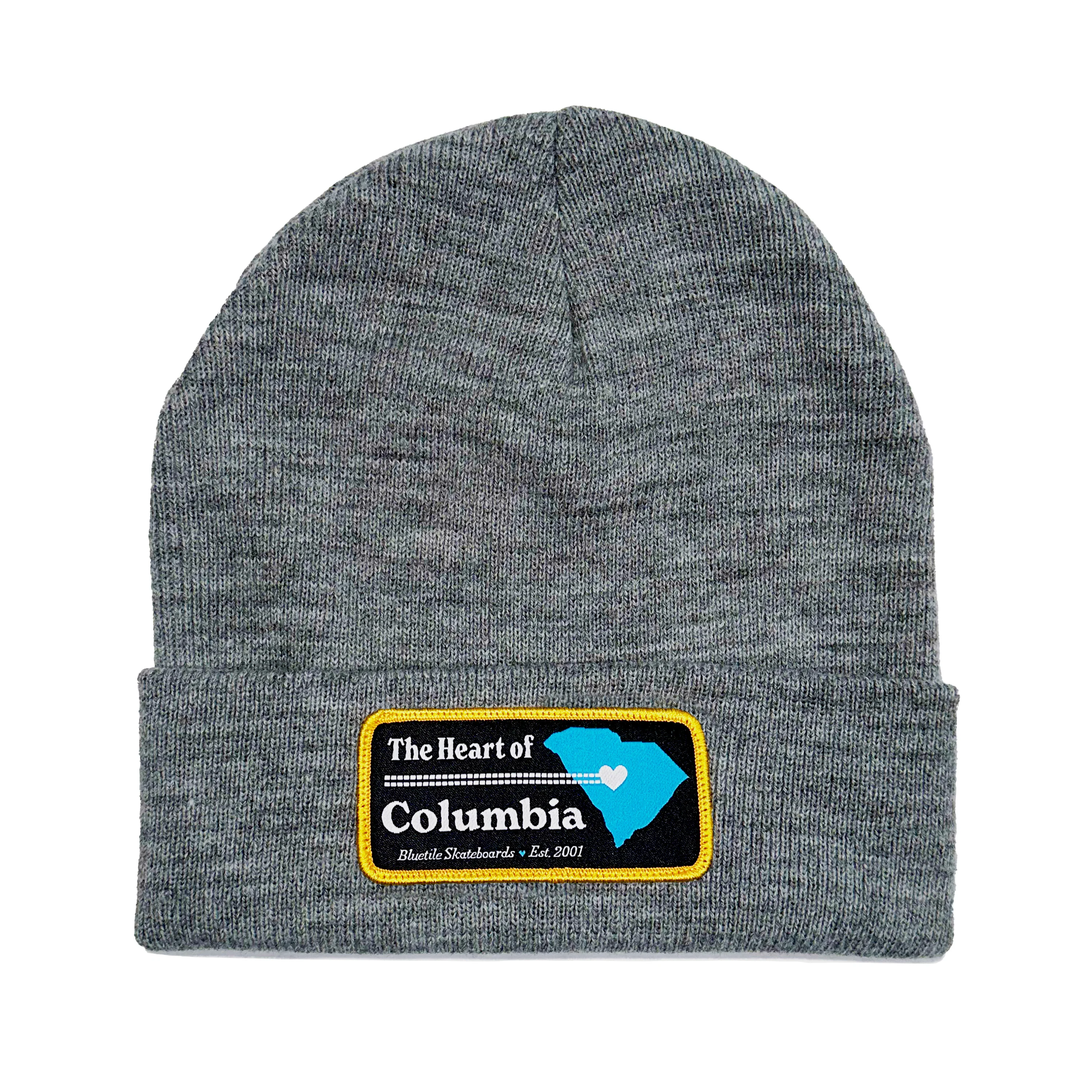 BLUETILE HEART OF COLUMBIA PATCH BEANIE ATHLETIC HEATHER