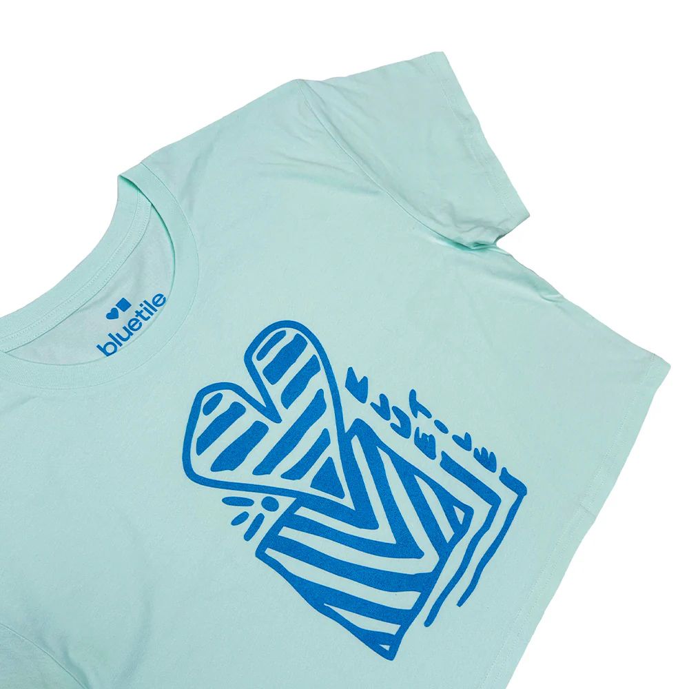 BLUETILE HEART + SQUARE CROP TEE SEAFOAM - Image 2