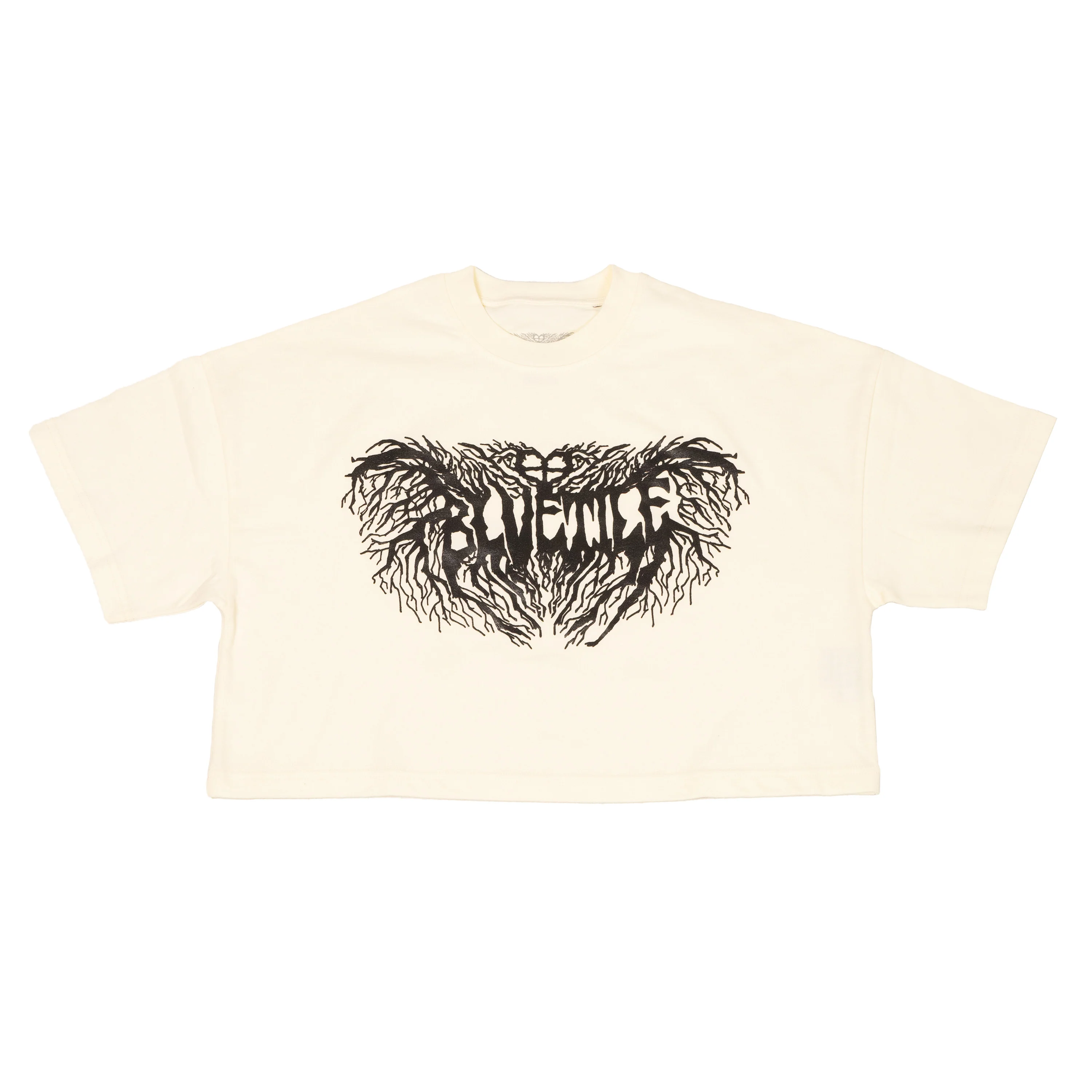 BLUETILE METAL OVERSIZED CROP TEE CREAM