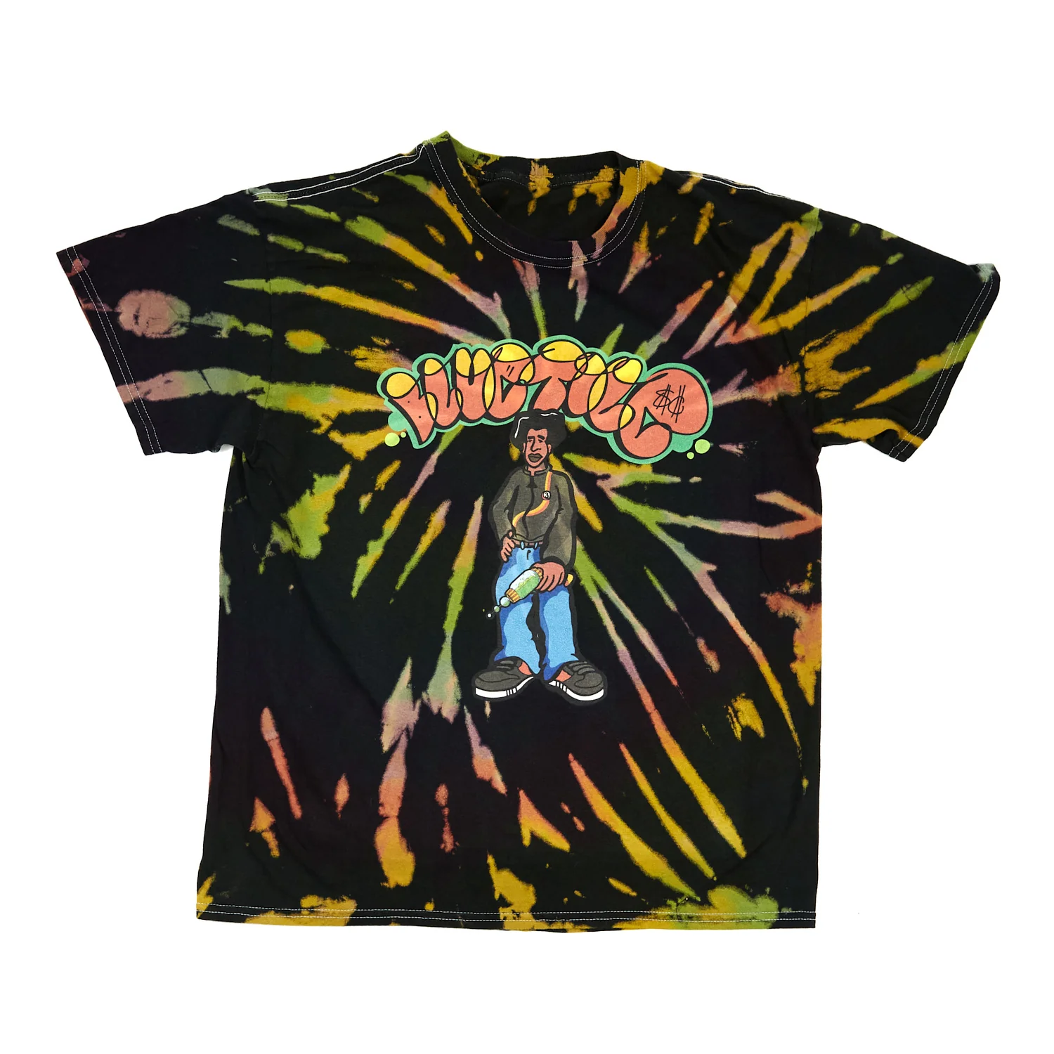 BLUETILE RAYGUN GRAFFITI TIEDYE T-SHIRT BLACK LASER