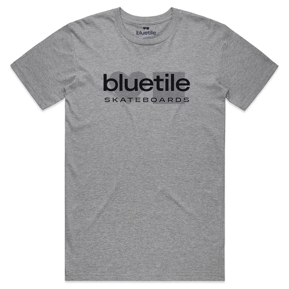 BLUETILE STACKED LOGO TEE HEATHER GREY