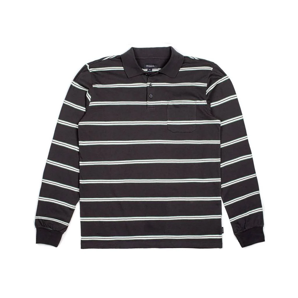 BRIXTON NOAH LONG SLEEVE POLO WASHED BLACK