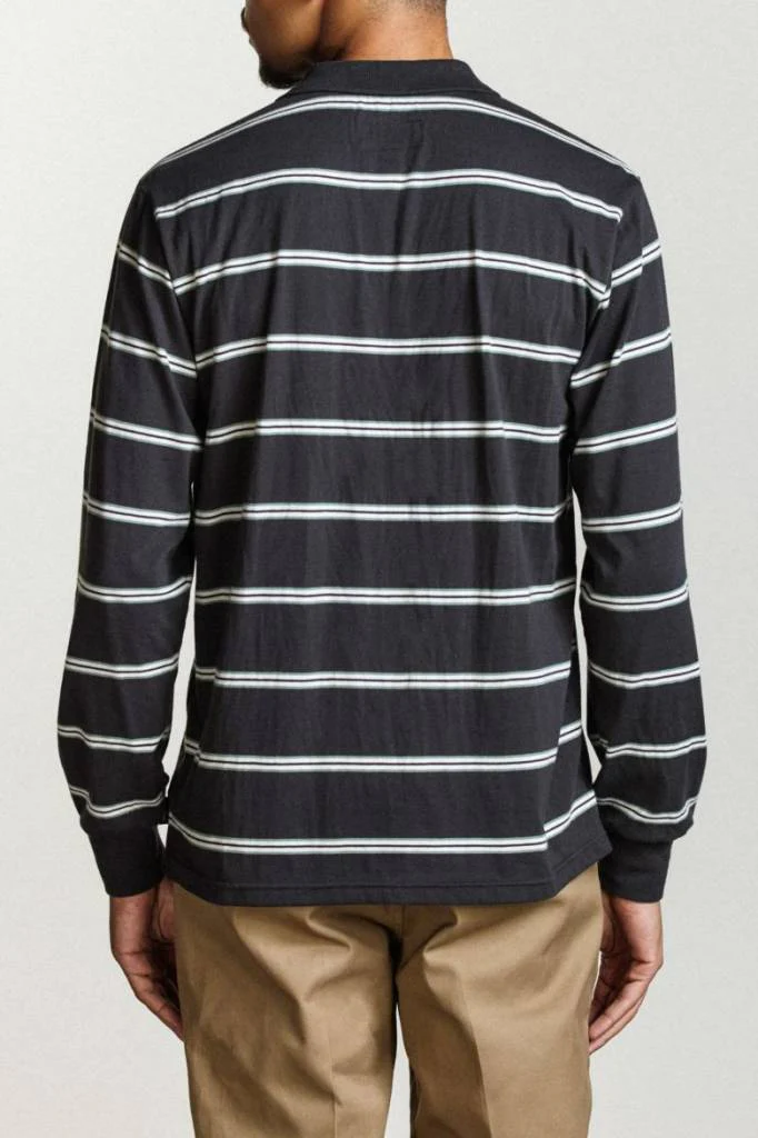 BRIXTON NOAH LONG SLEEVE POLO WASHED BLACK - Image 4