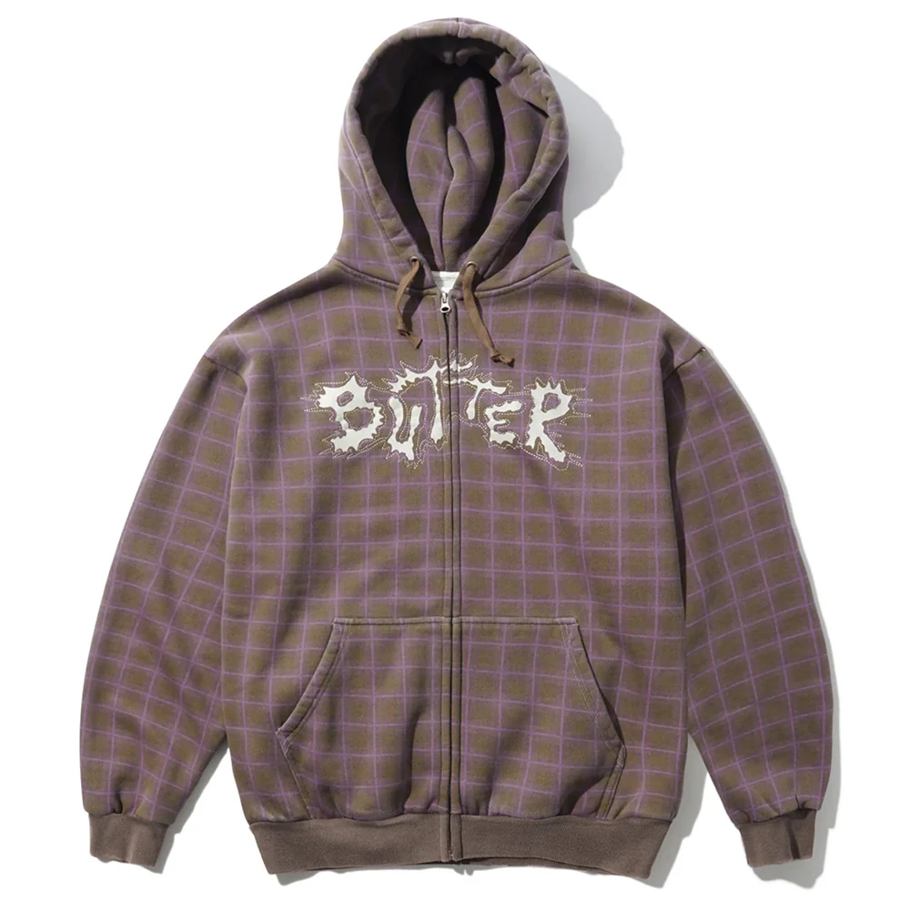 BUTTER ERUPTION ZIP-THRU HOODIE PLAID