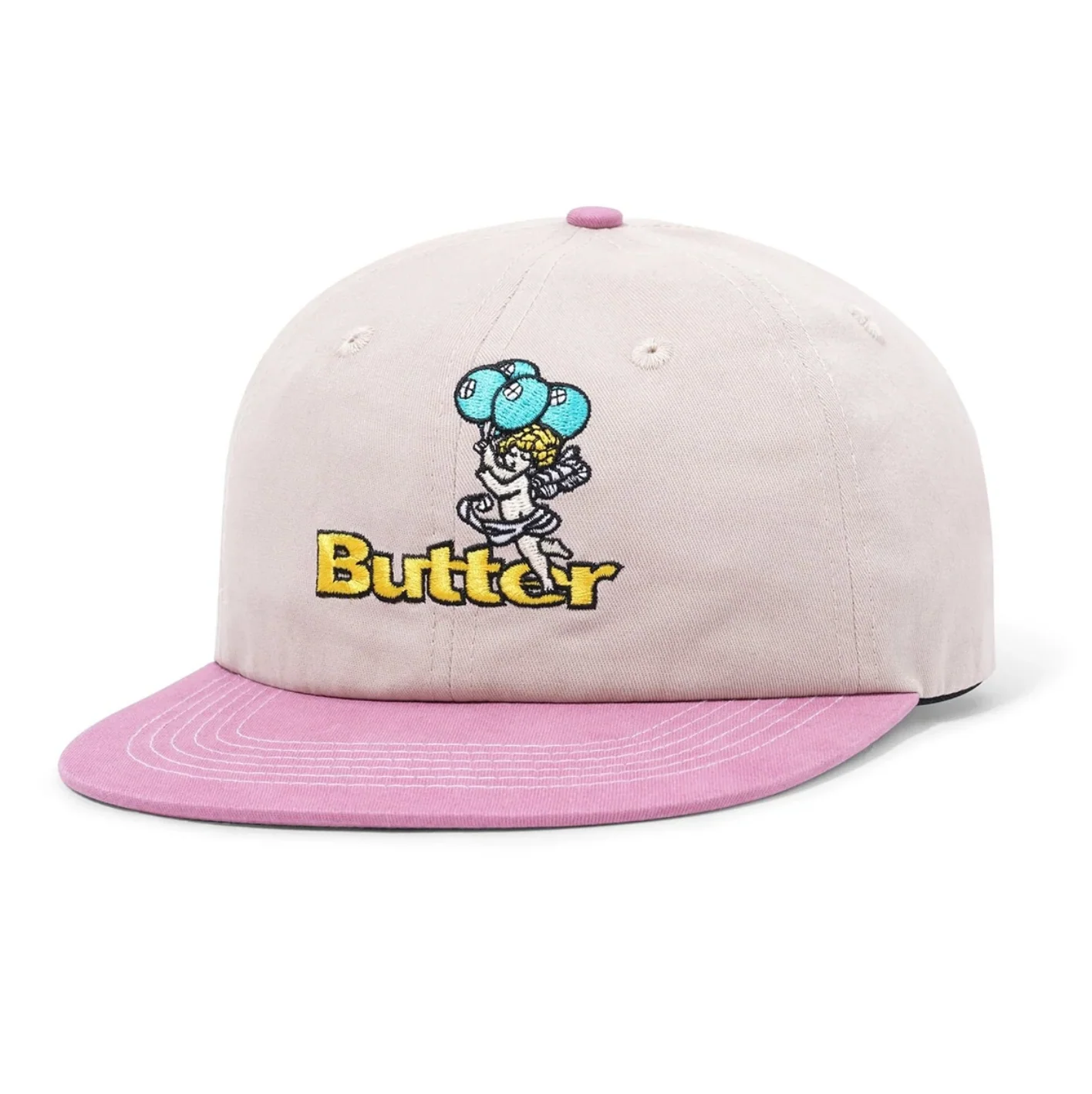 BUTTER GOODS BALLOONS LOGO 6 PANEL CAP TAN / MUAVE