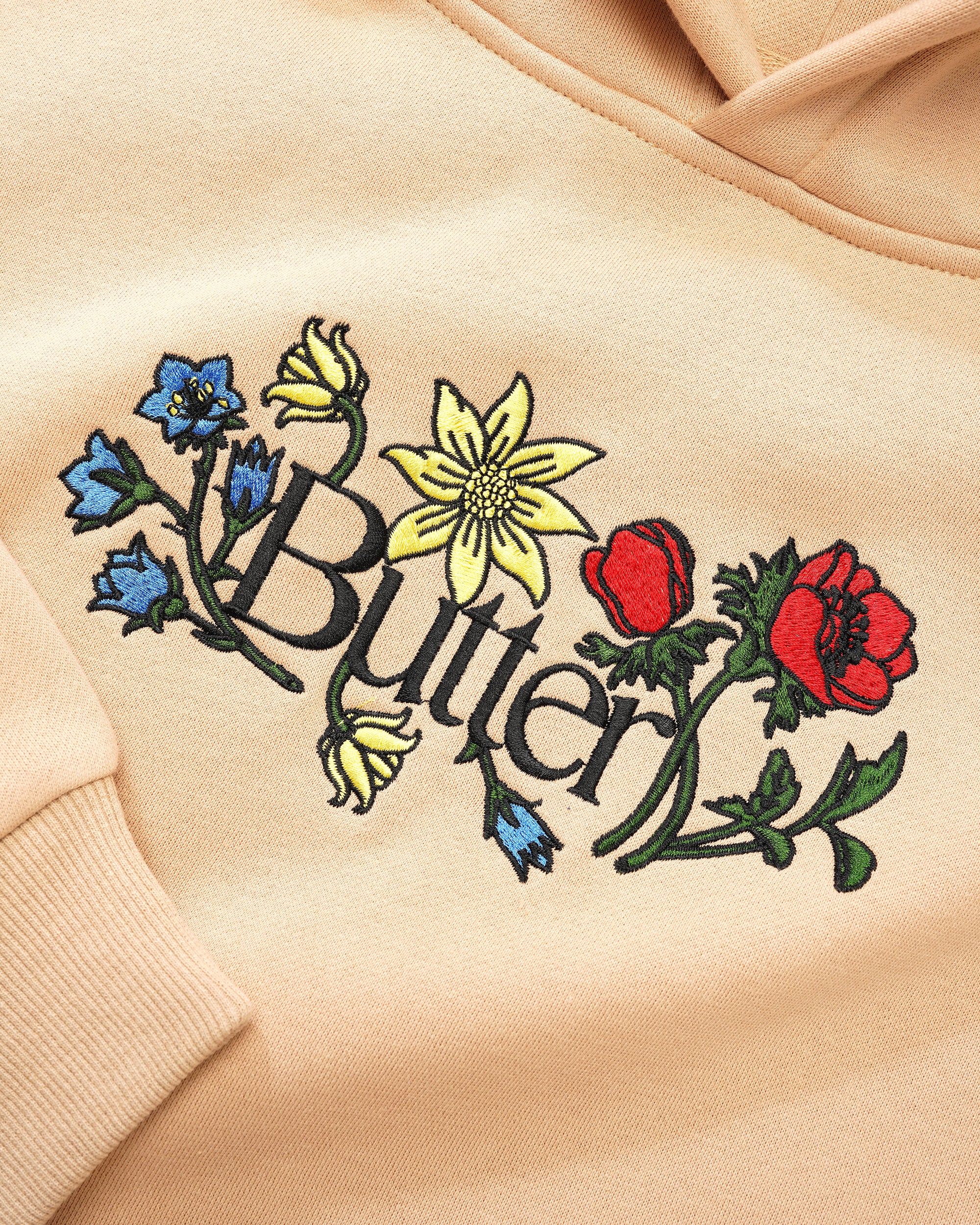 BUTTER GOODS FLORAL EMBROIDERED HOODIE TAN - Image 2