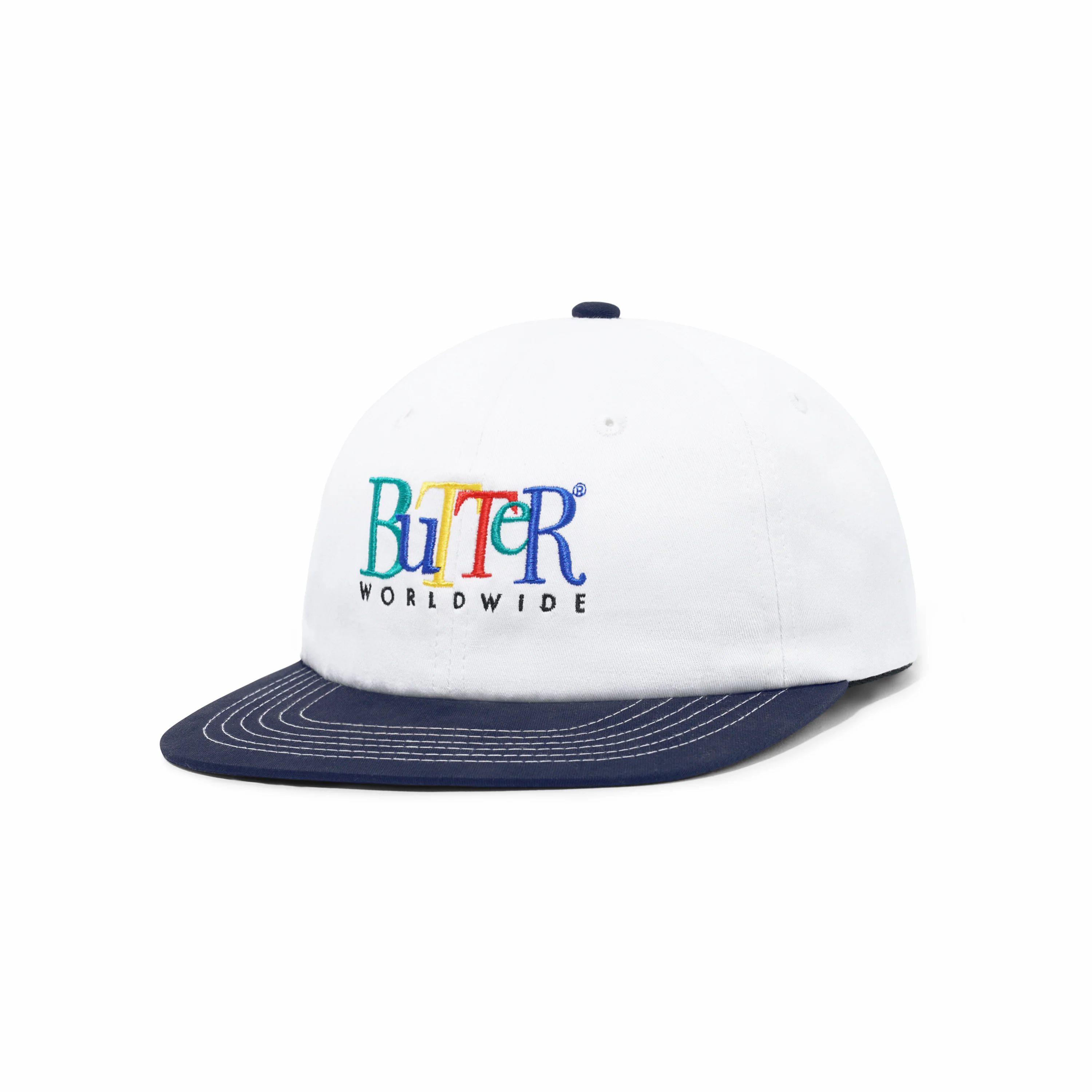 BUTTER GOODS JUMBLE 6 PANEL CAP WHITE/NAVY