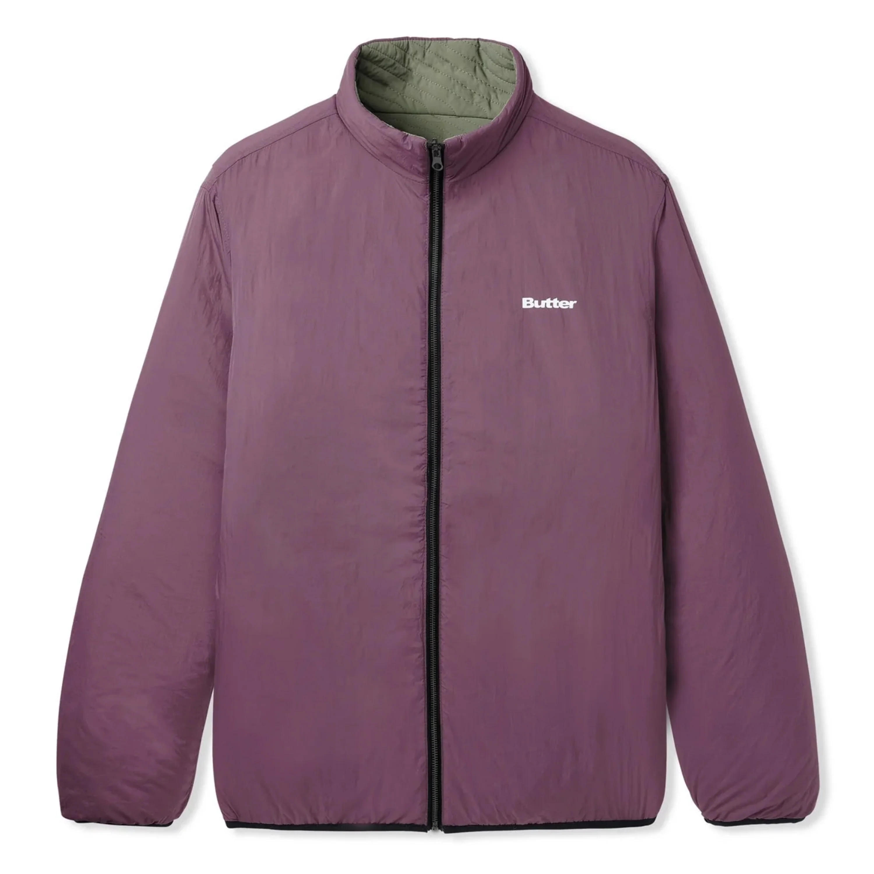 BUTTER GOODS QUILTED REVERSIBLE JACKET ARMY/BERRY - Image 2
