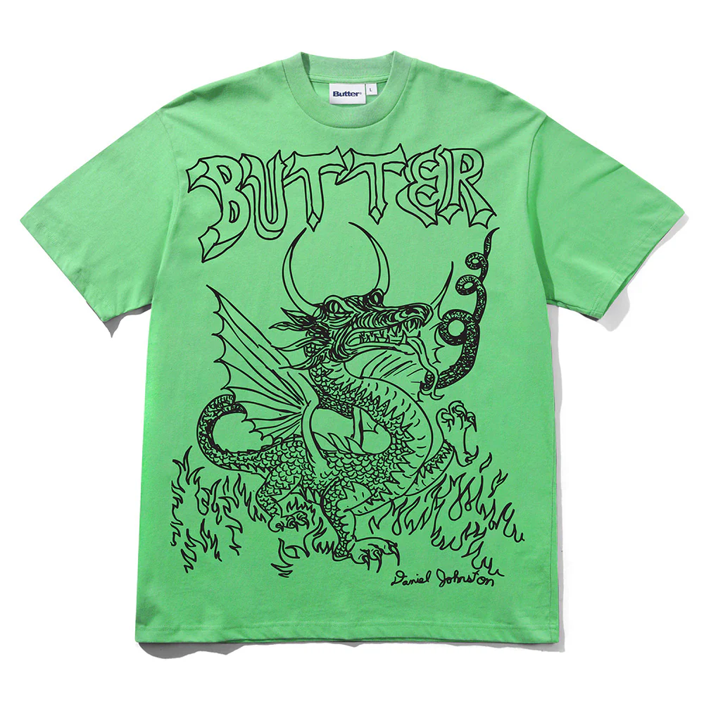 BUTTER GOODS X DANIEL JOHNSTON DRAGON TEE LIME
