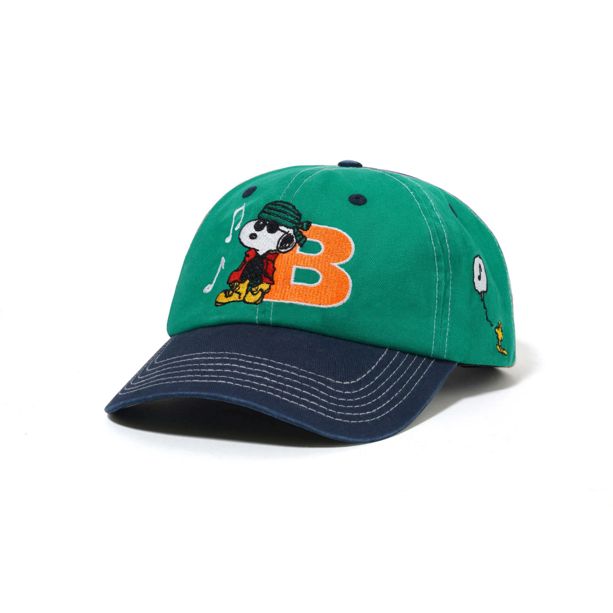 BUTTER X PEANUTS MUSIC SNAPBACK CAP WASHED KELLY GREEN / NAVY