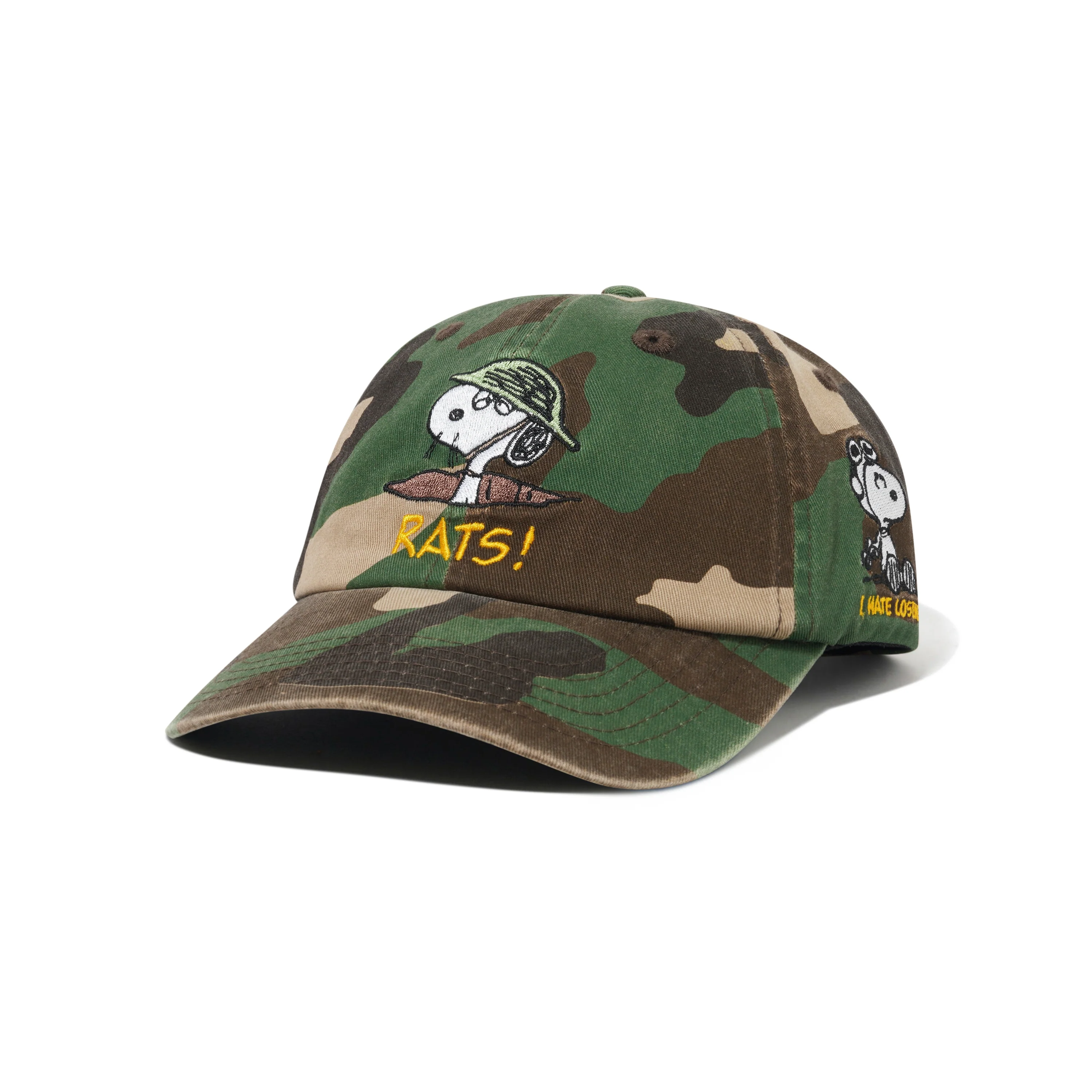 BUTTER X PEANUTS RATS 6 PANEL CAP WASHED CAMO