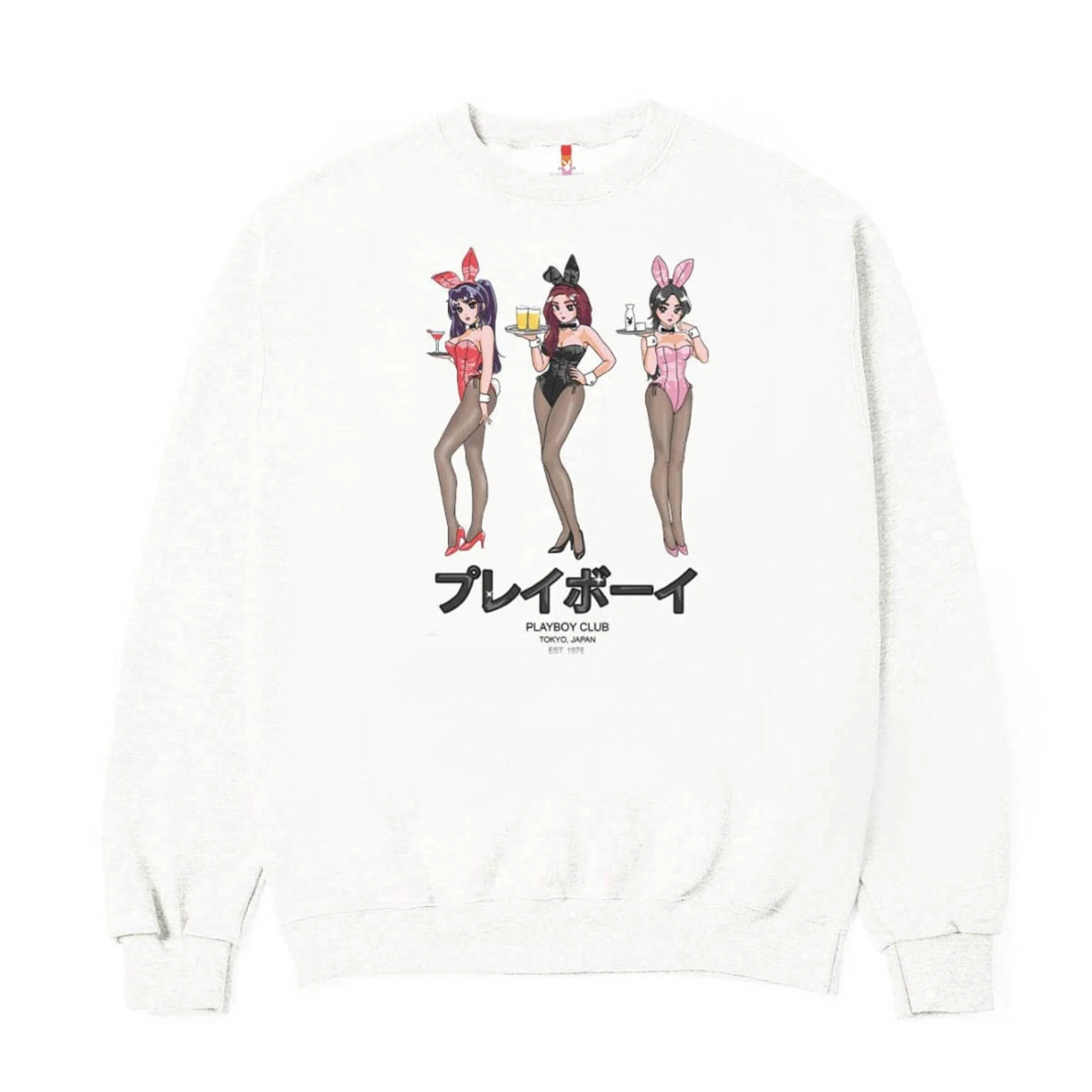 COLOR BARS PLAYBOY HAPPY HOUR CREWNECK WHITE