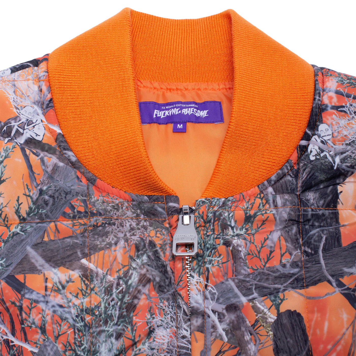 FUCKING AWESOME QUILTED CAMO PUFFER JACKET ORANGE - Image 2