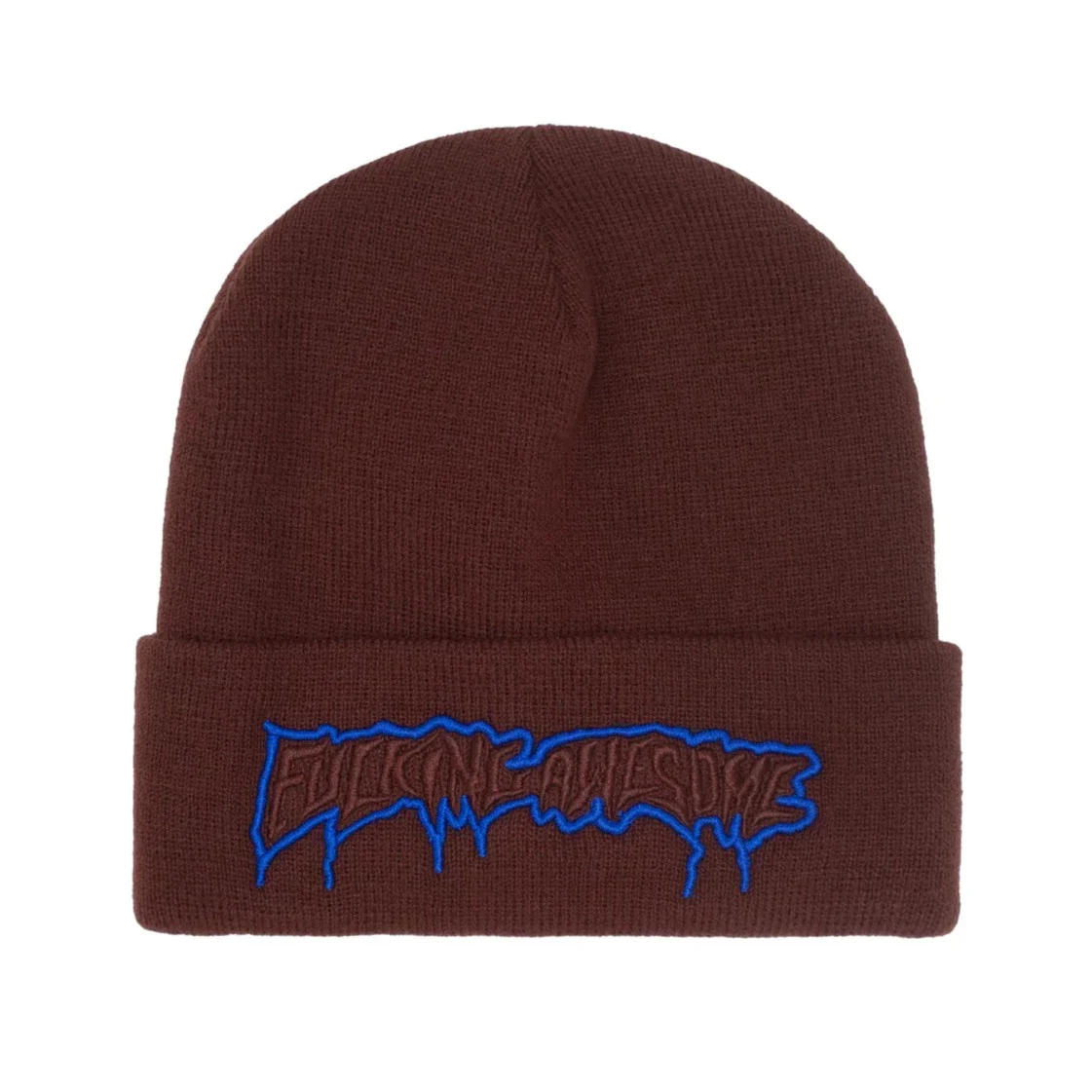 FUCKING AWESOME RUNNING LOGO CUFF BEANIE BROWN