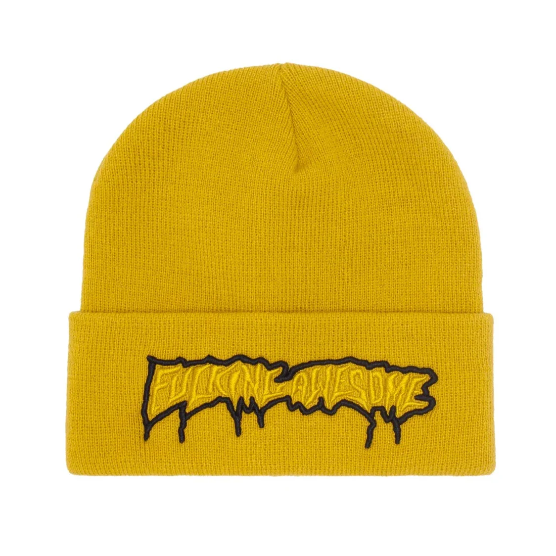 FUCKING AWESOME RUNNING LOGO CUFF BEANIE MUSTARD
