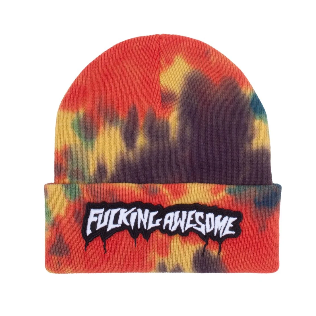 FUCKING AWESOME VELCRO STAMP CUFF BEANIE TIE-DYE