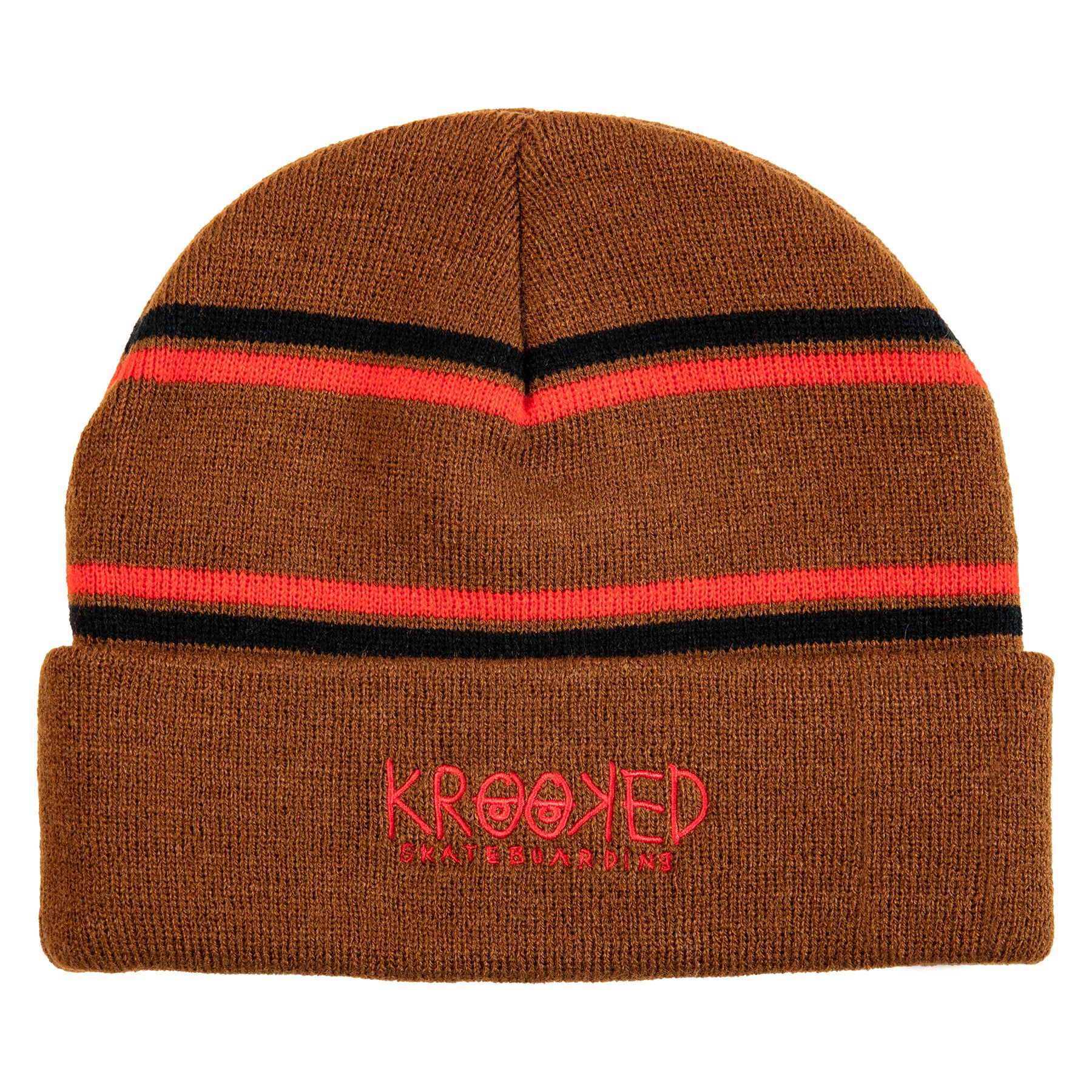 KROOKED EYES CUFF BEANIE BROWN/RED