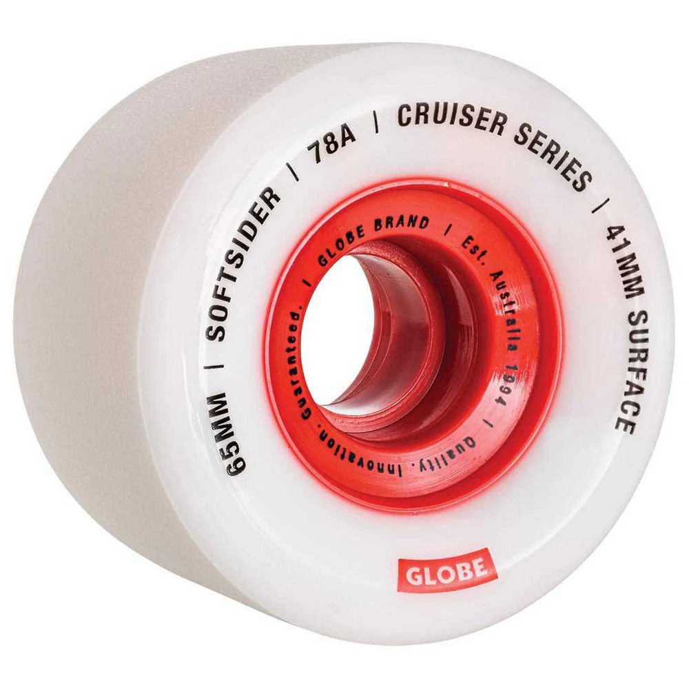 GLOBE SOFTSIDER CRUISER WHEELS 65MM 78A WHITE/RED
