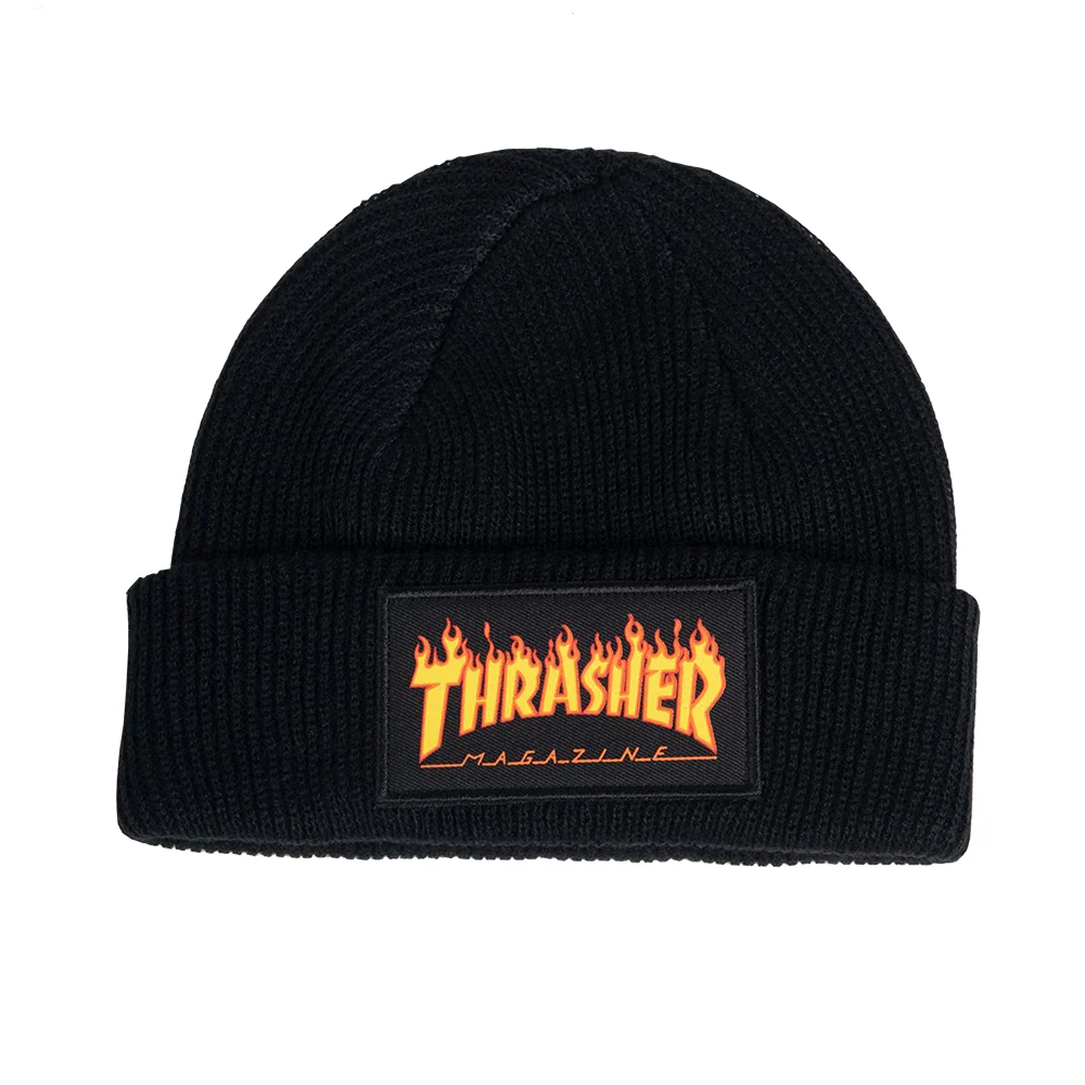 THRASHER FLAME LOGO BEANIE BLACK
