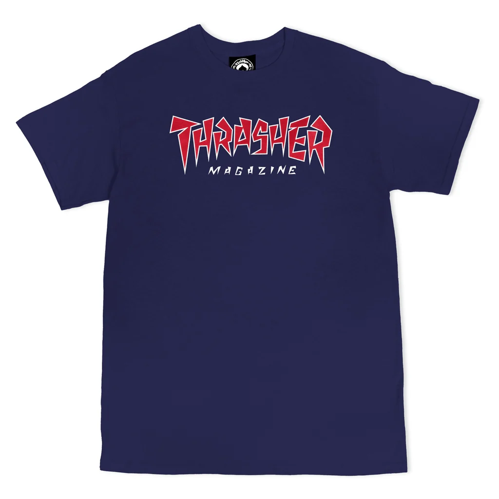 THRASHER JAGGED LOGO TEE NAVY