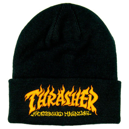 THRASHER FIRE LOGO BEANIE BLACK
