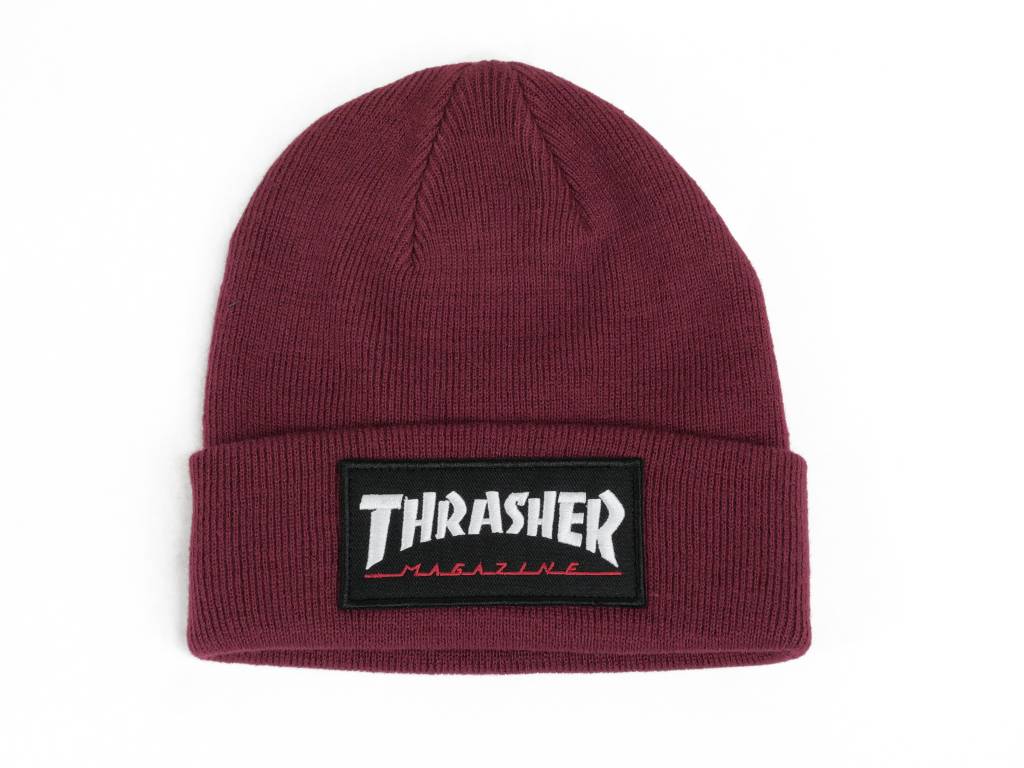THRASHER LOGO PATCH BEANIE RED