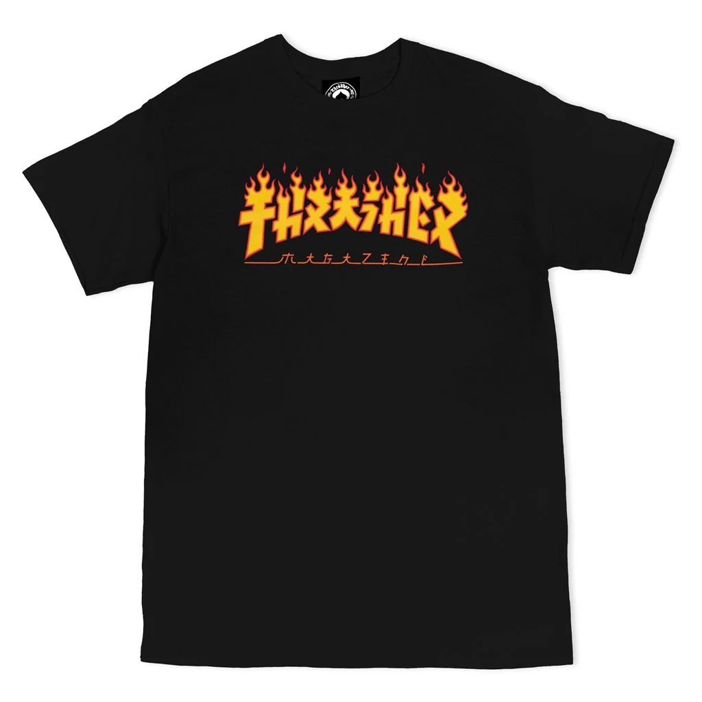 THRASHER GODZILLA FLAME TEE BLACK