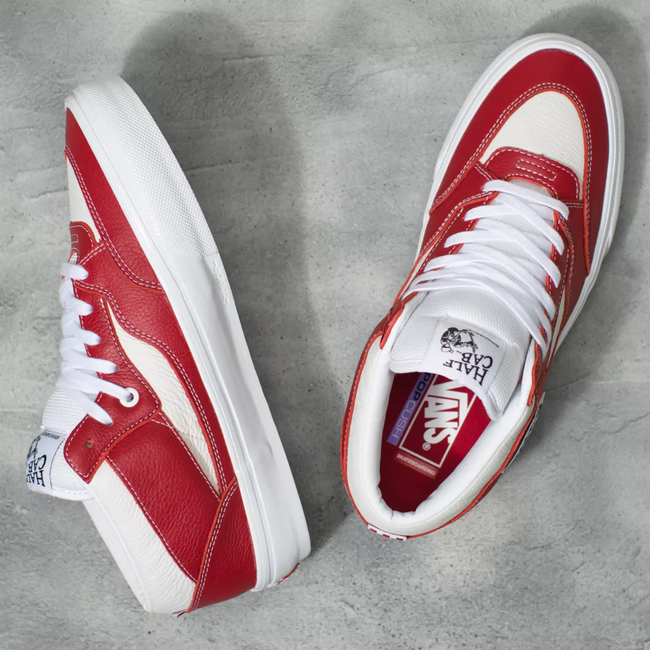 VANS LEATHER SKATE HALF CAB '92 CHILI PEPPER / WHITE - Image 3