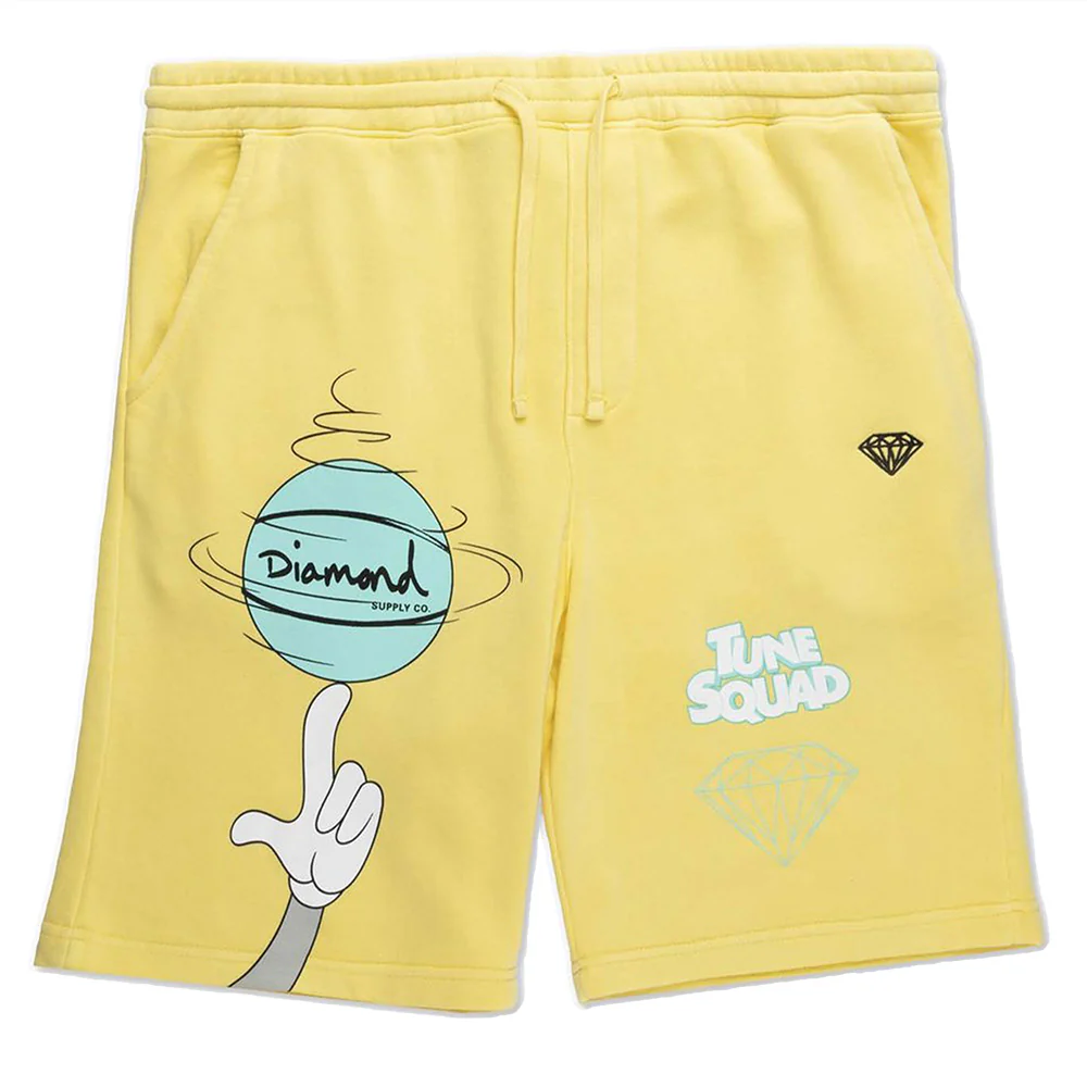 DIAMOND x SPACE JAM DIAMOND BALL YELLOW SWEAT SHORTS