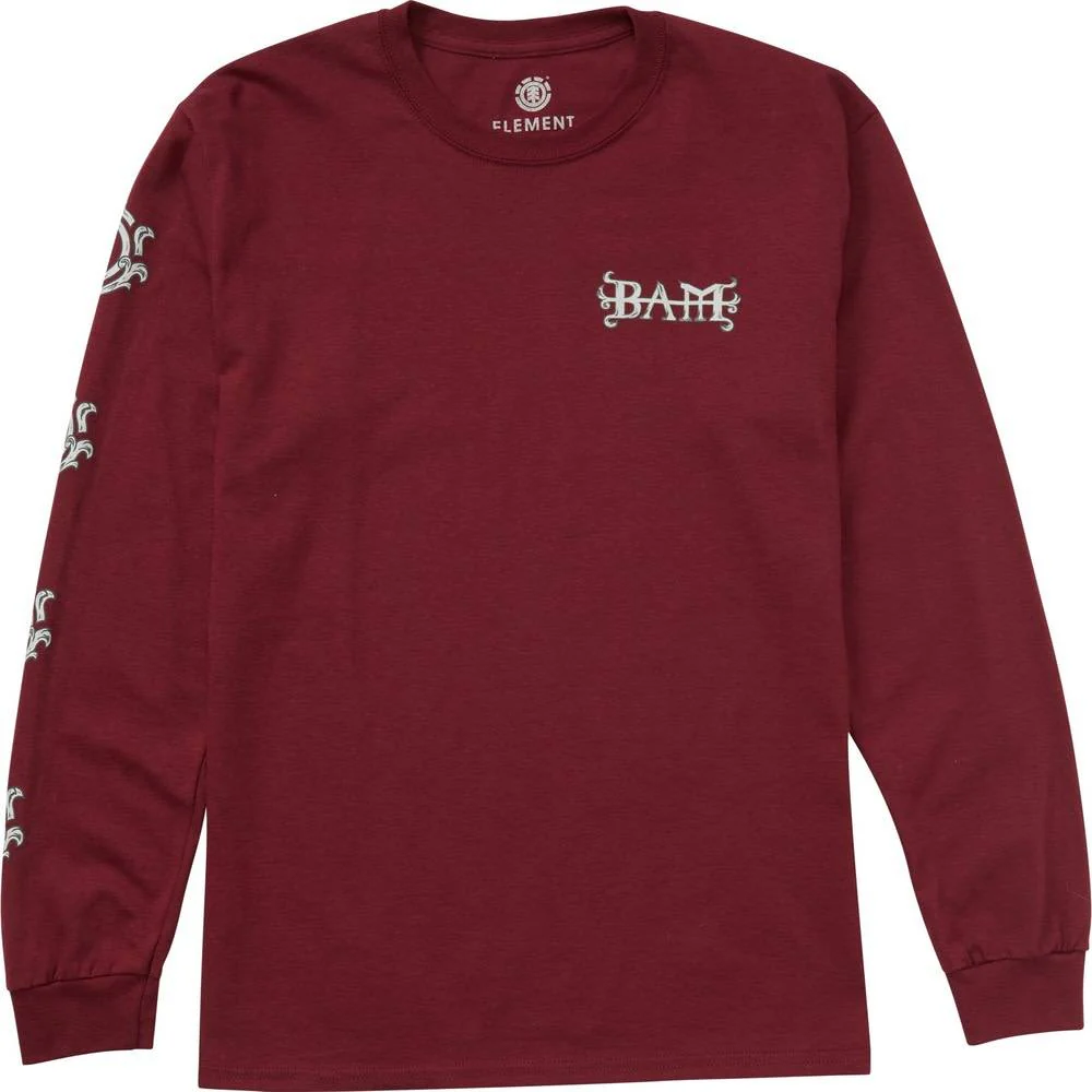 ELEMENT BAM LONG SLEEVE GRAPHIC T-SHIRT MAROON - Image 2