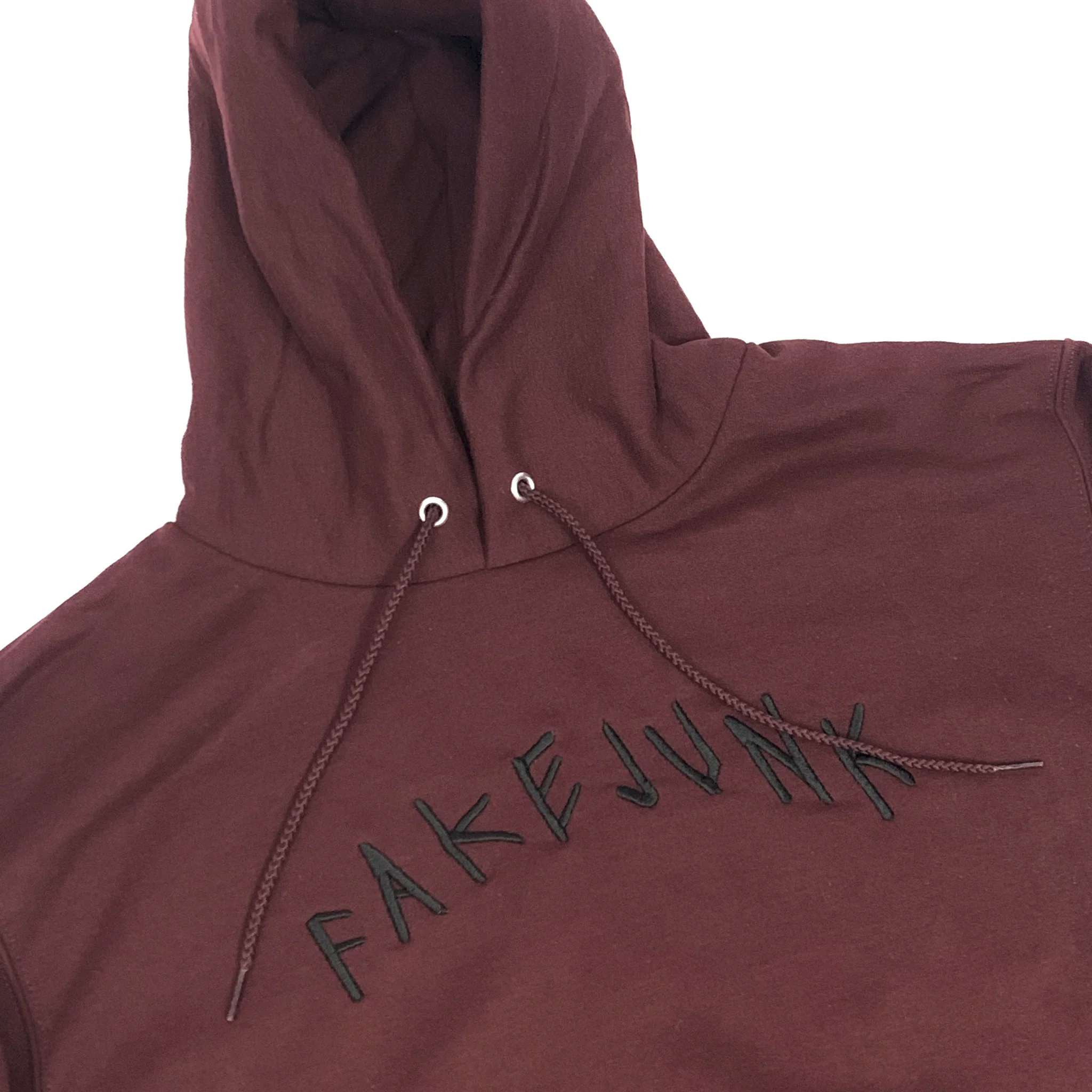 FAKE JUNK EMBROIDERED HOODIE MAROON - Image 2