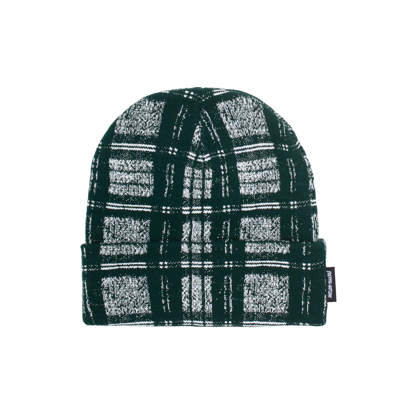 FUCKING AWESOME DISTORTED PLAID CUFF BEANIE GREEN/WHITE