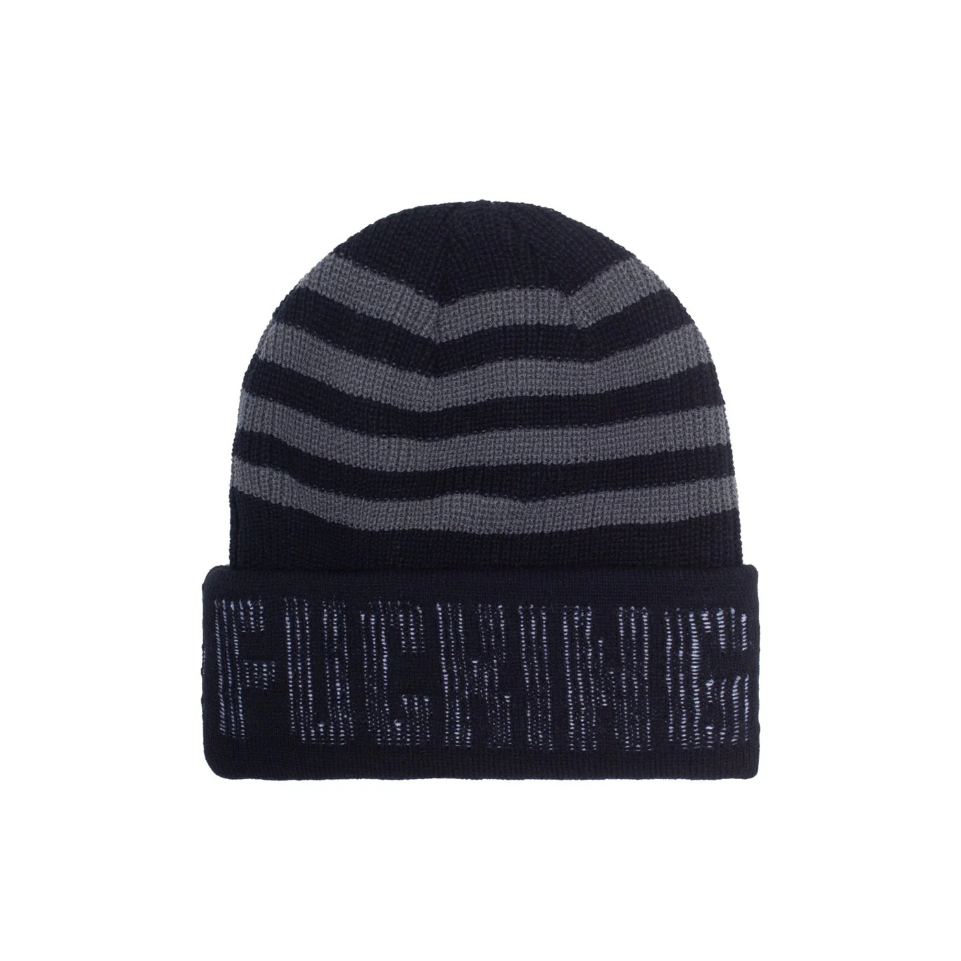 FUCKING AWESOME FA WORLD STRIPED CUFF BEANIE BLACK / GREY