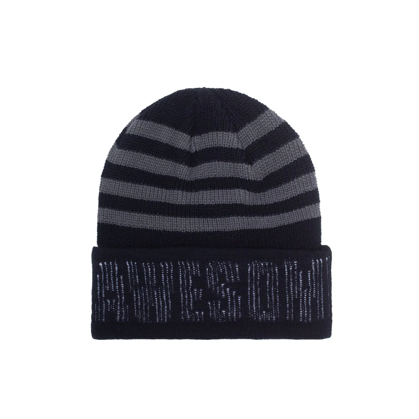 FUCKING AWESOME FA WORLD STRIPED CUFF BEANIE BLACK / GREY - Image 2