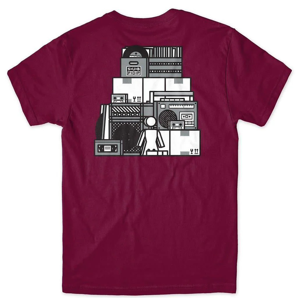 GIRL X SUB POP STACKED T-SHIRT CARDINAL