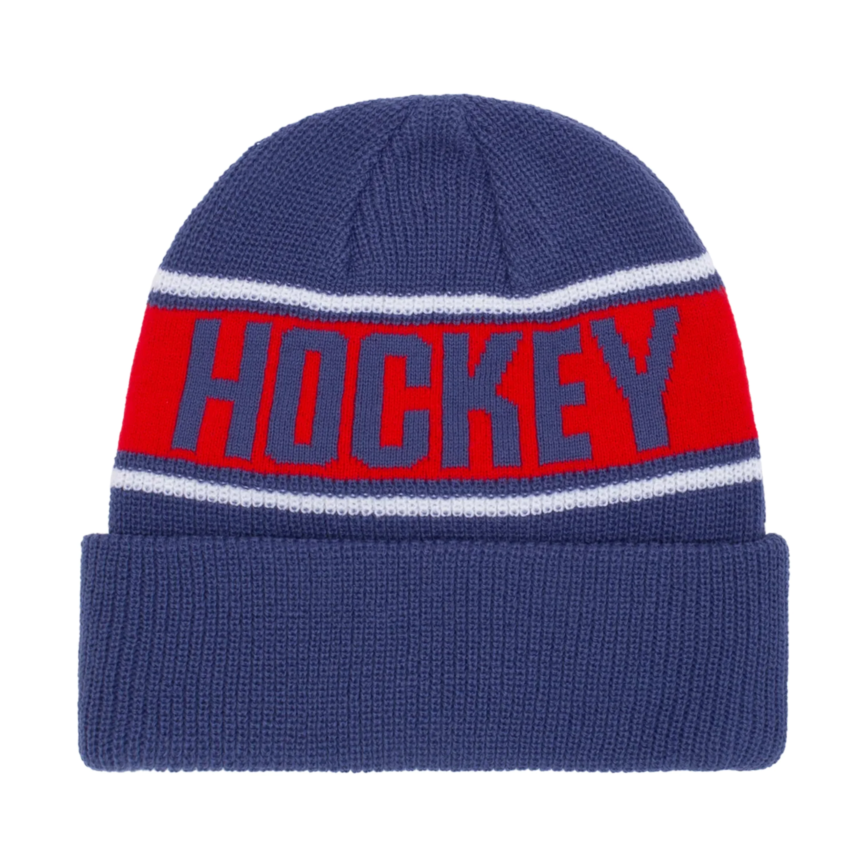 HOCKEY STRIPE BEANIE BLUE