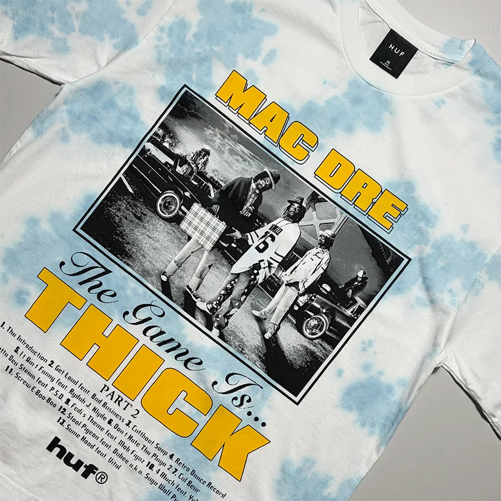 HUF X MAC DRE GAME IS THICK TEE BLUE TIE DYE - Image 2