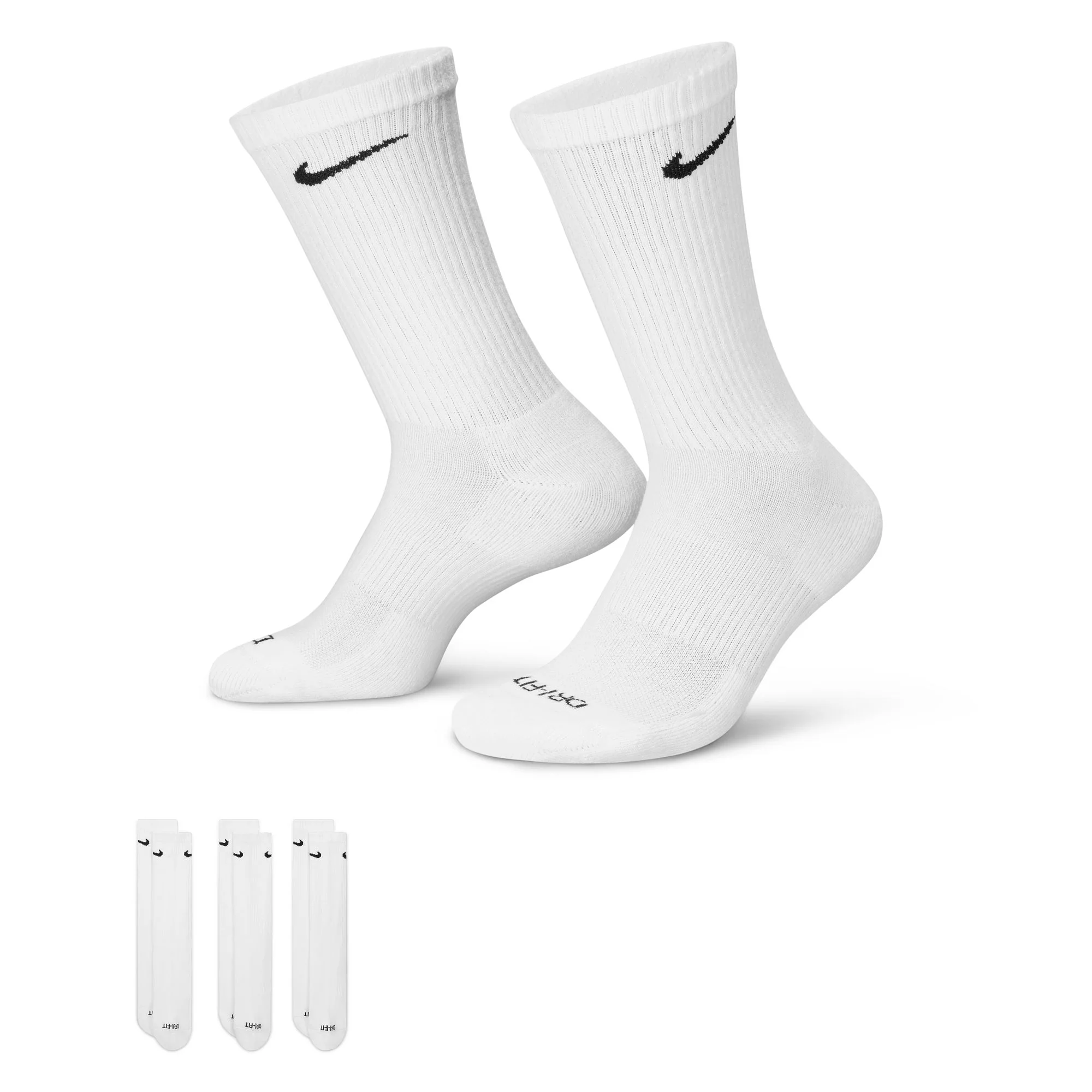 NIKE EVERYDAY CREW SOCKS 3PACK WHITE LARGE