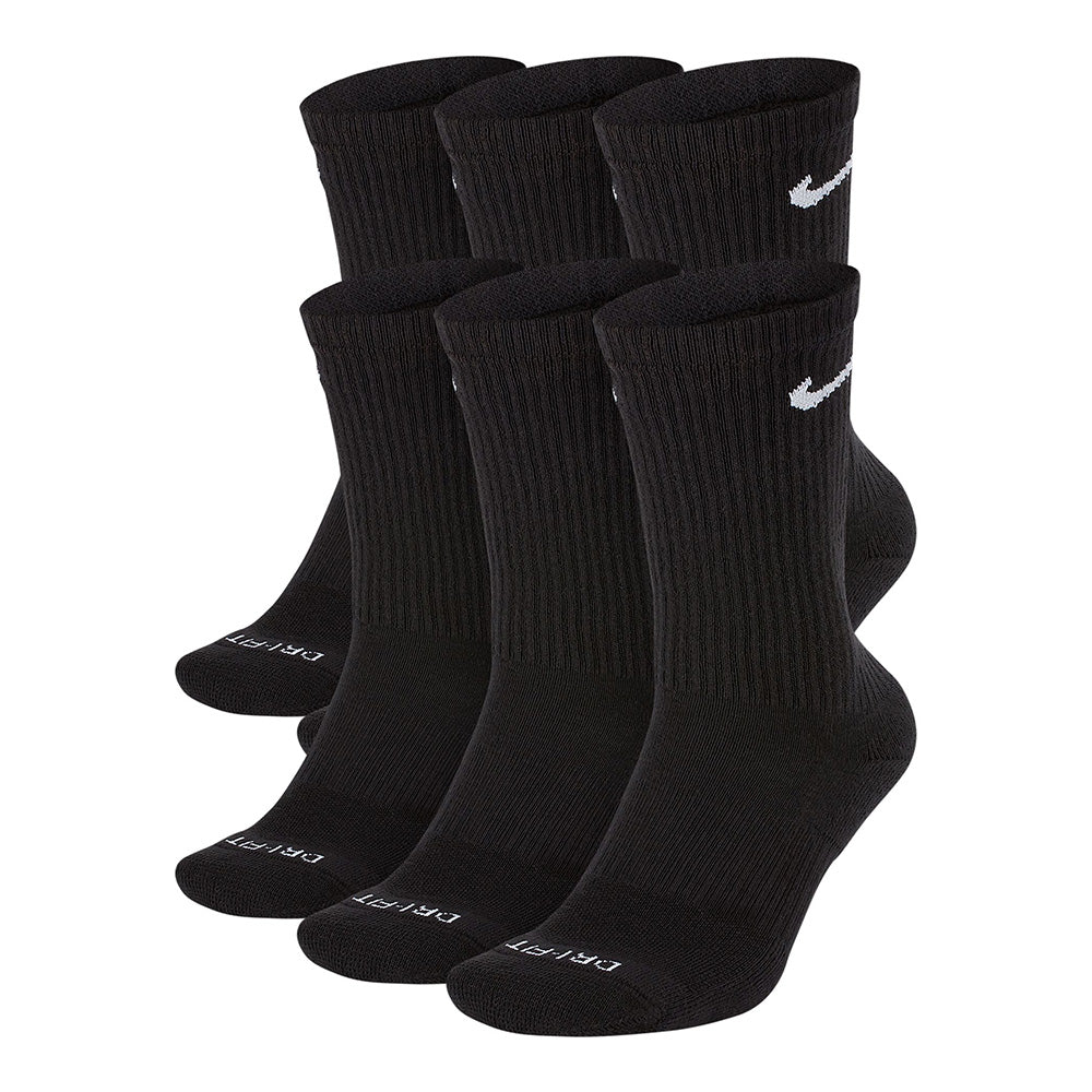 NIKE EVERYDAY CREW SOCKS 6PACK BLACK LARGE