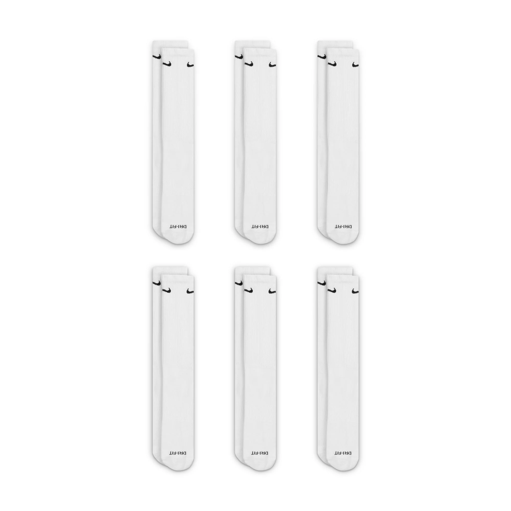 NIKE EVERYDAY CREW SOCKS 6PACK WHITE LARGE - Image 2