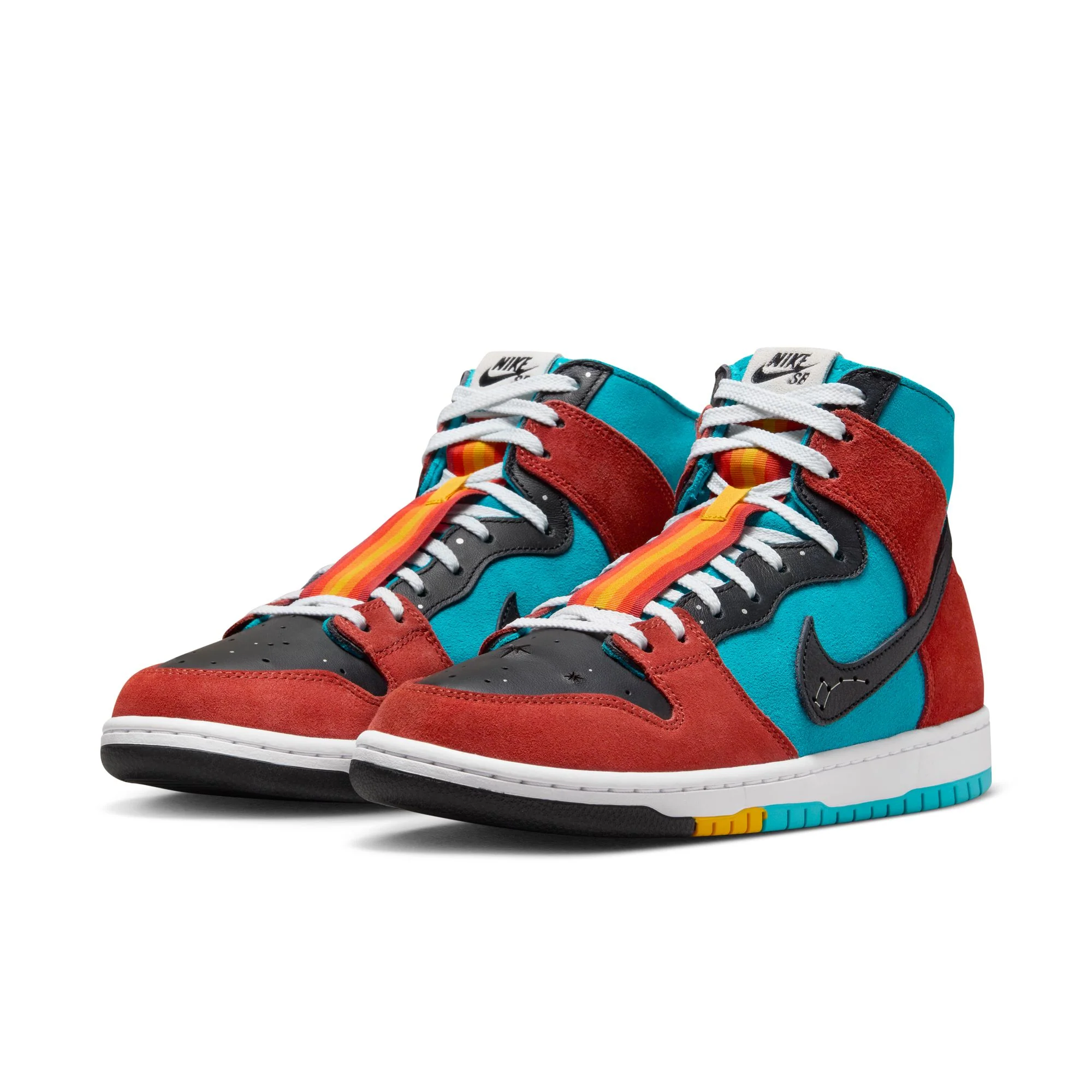 NIKE SB X DI'ORR GREENWOOD DUNK HIGH DECON TURQUOISE BLUE / BLACK-RUGGED ORANGE - Image 3