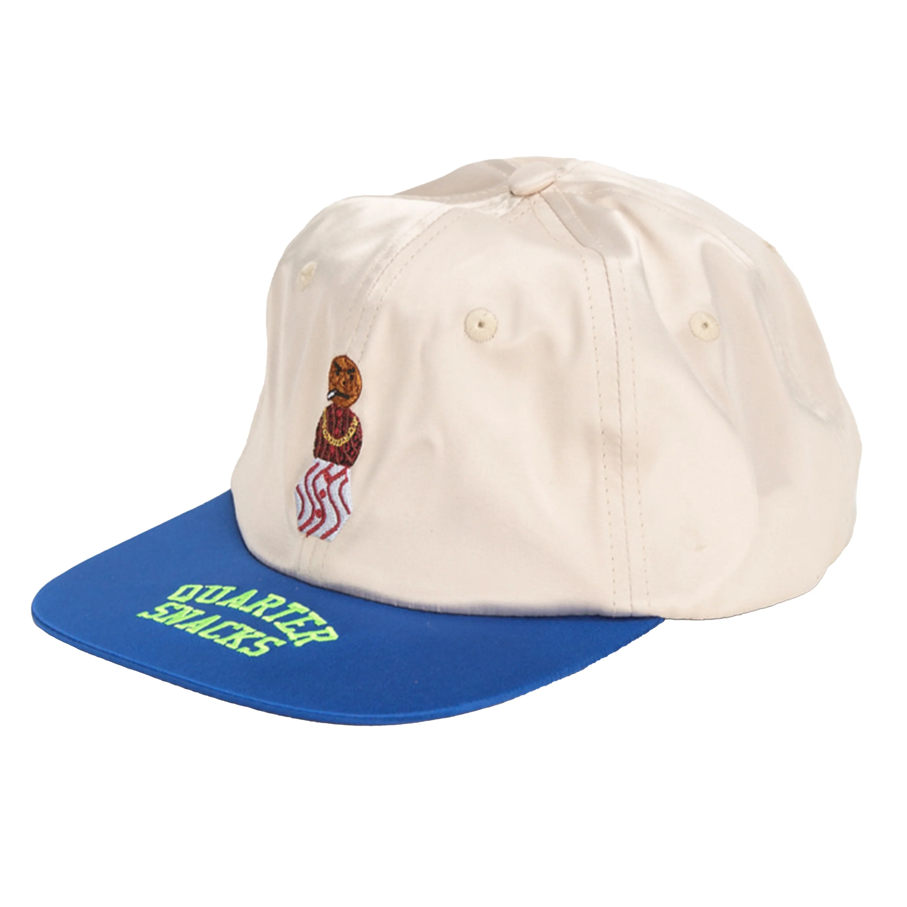 QUARTERSNACKS SATIN SNACKMAN CAP CREAM / ROYAL