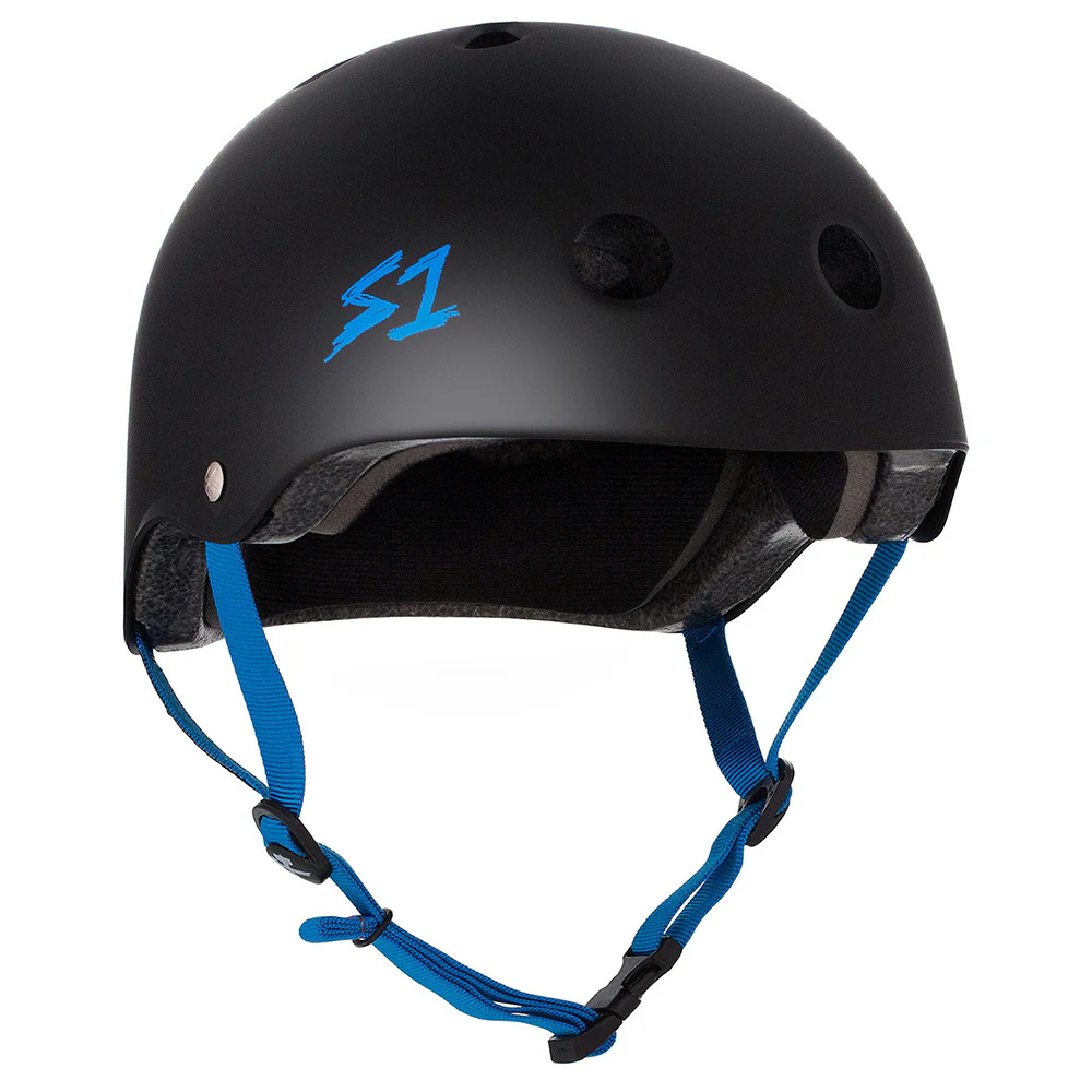 S1 LIFER BLACK MATTE CYAN STRAP HELMET