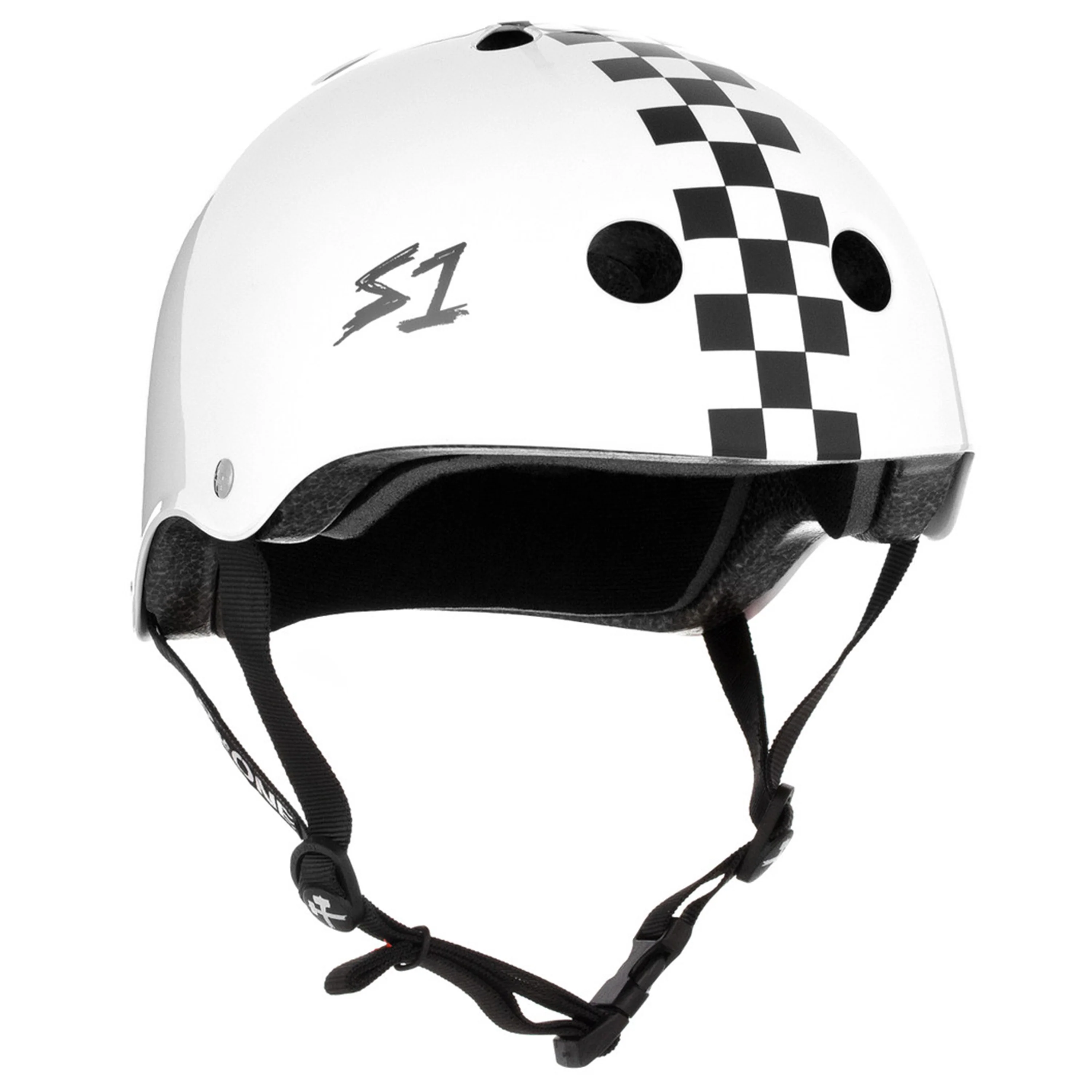 S1 LIFER WHITE GLOSS W/ CHECKERS HELMET