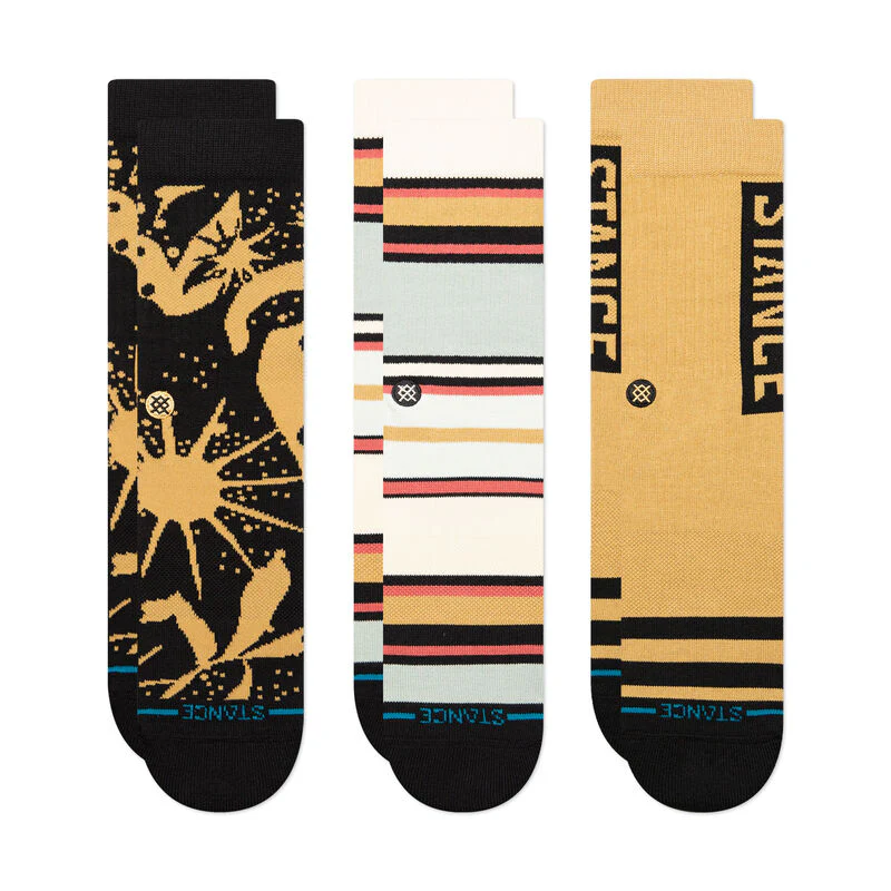 STANCE SOCKS DUNES 3 PACK BLACK/BROWN LARGE