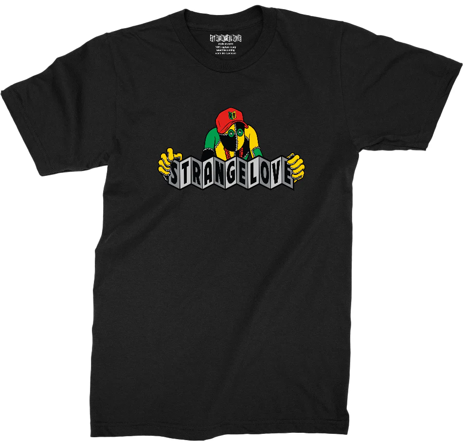 STRANGE LOVE RAG DOLL LOGO RASTA TEE BLACK
