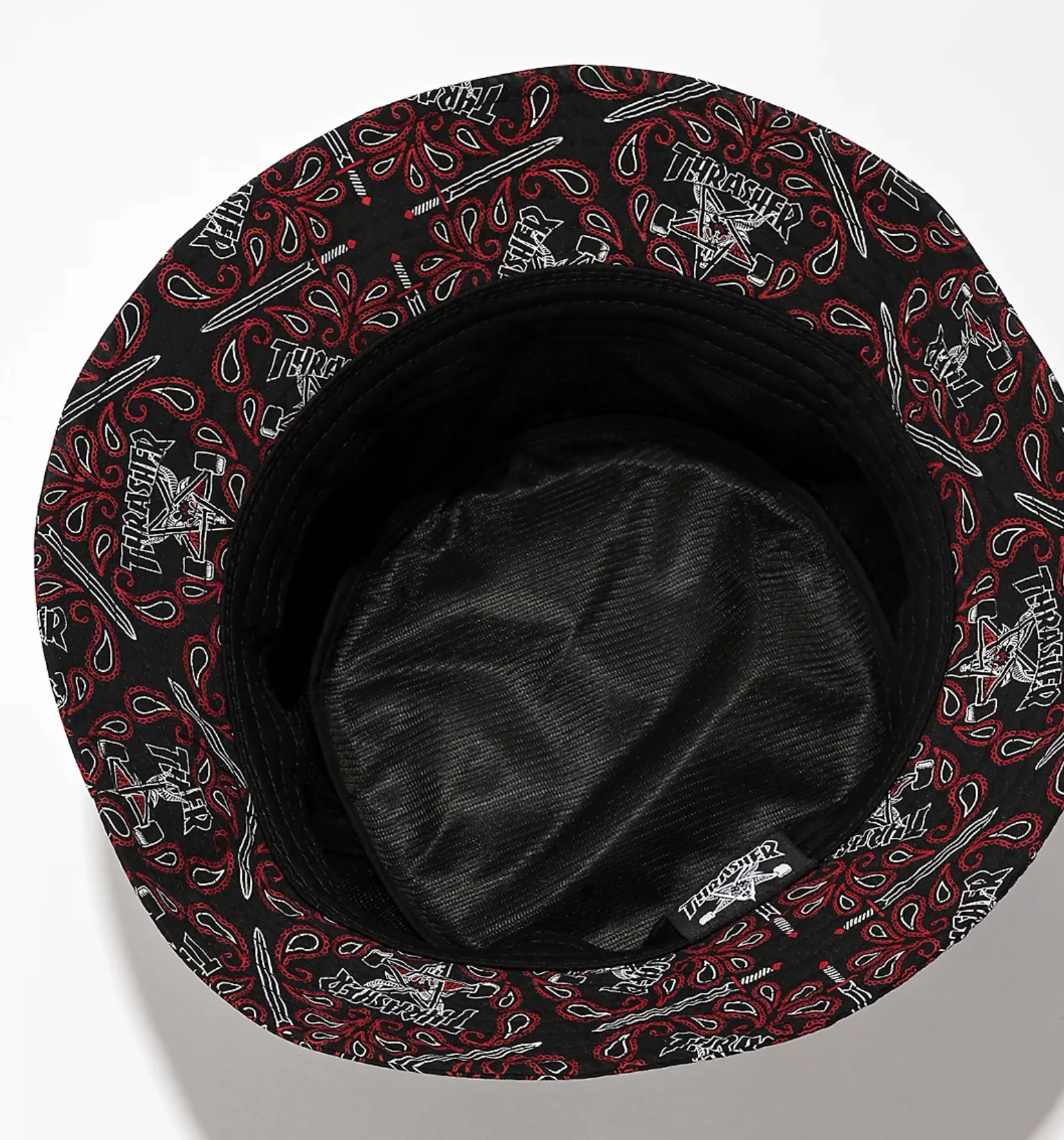 THRASHER BANDANA BUCKET HAT BLACK / RED - Image 2