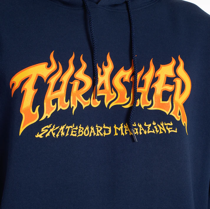 THRASHER FIRE LOGO HOODIE NAVY - Image 2