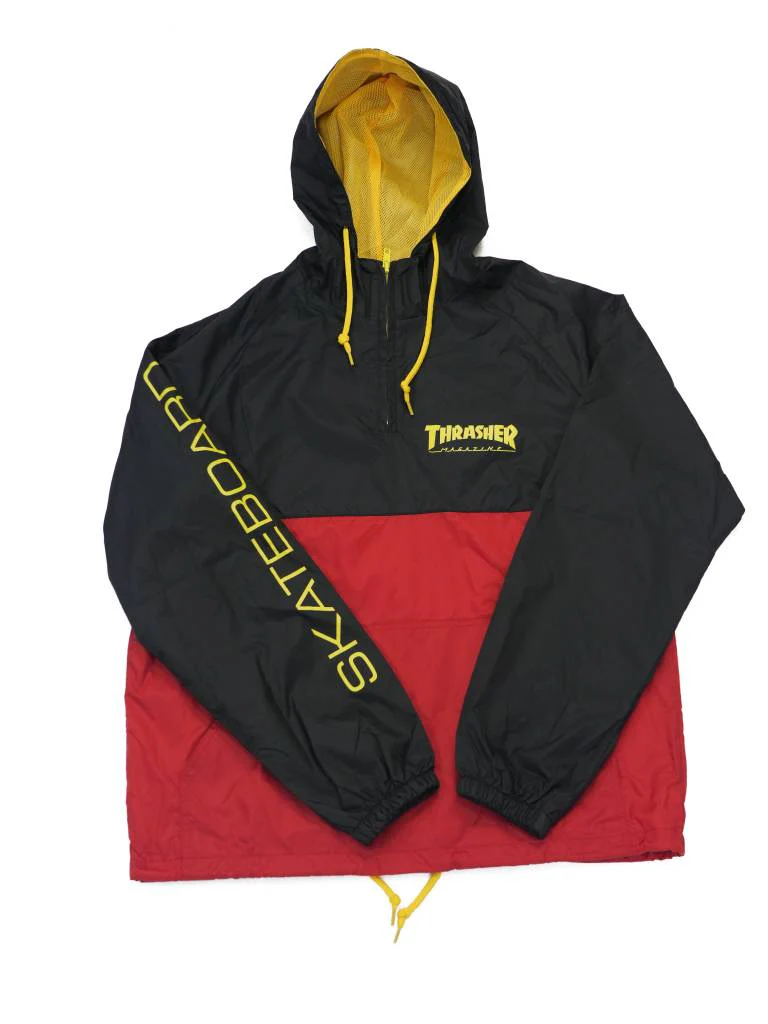 THRASHER MAG LOGO ANORAK BLACK/RED